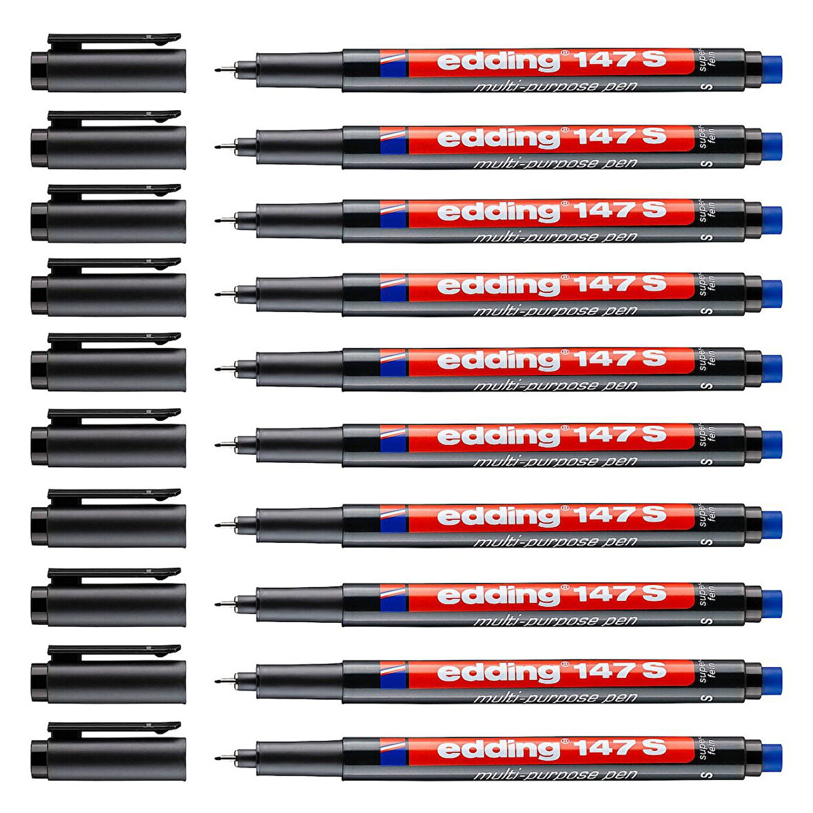 Edding 147 S Permanent Silgili Asetat Kalemi 0.3 mm Siyah 10 Adet