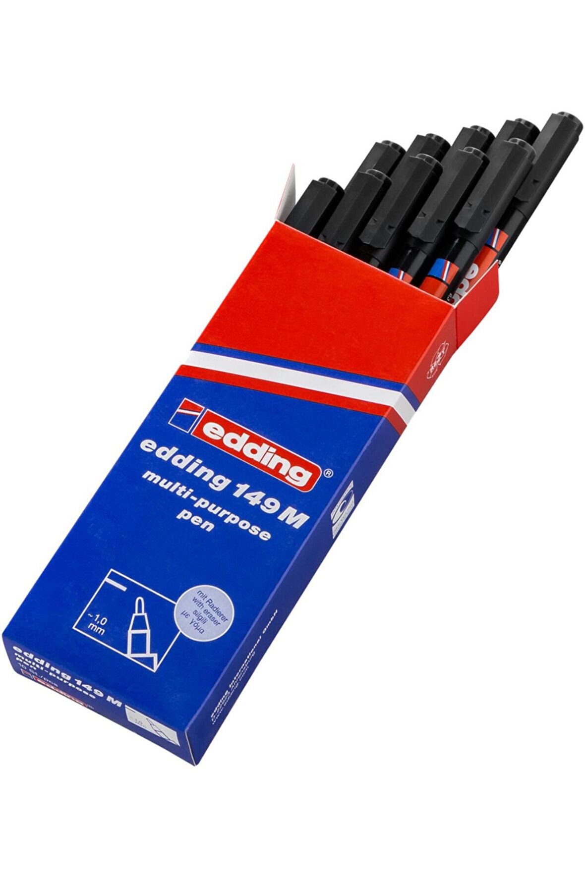 Edding Asetat Kalemi Silgili E-149M Siyah 10 Lu