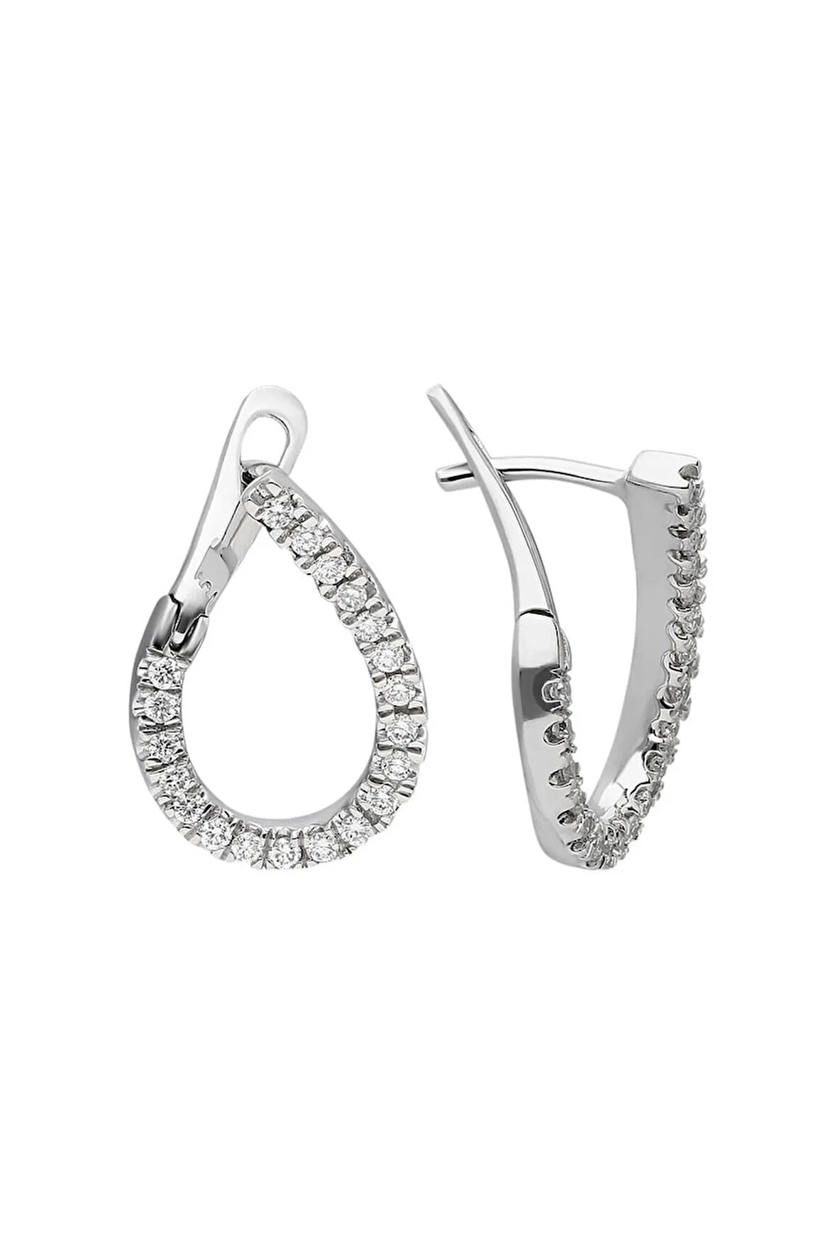 Pırlanta Ve Oval Safir Taşlı Anturaj Küpe