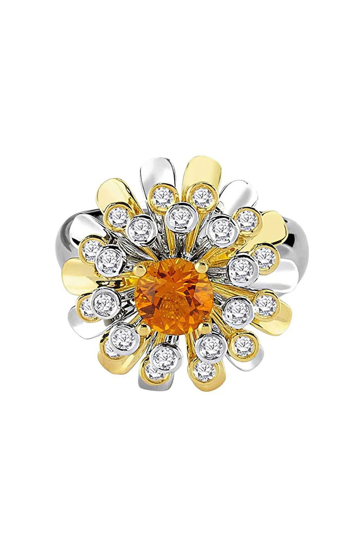 Sitrin Ve Pırlanta Taşlı Yüzük