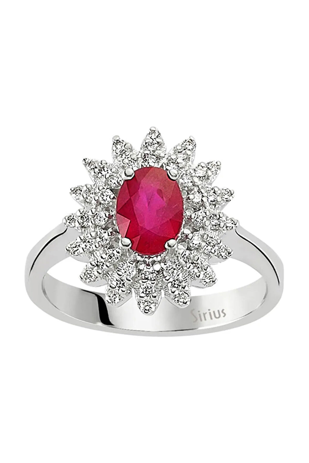 Yakut Taşlı Pırlanta Anturaj Yüzük