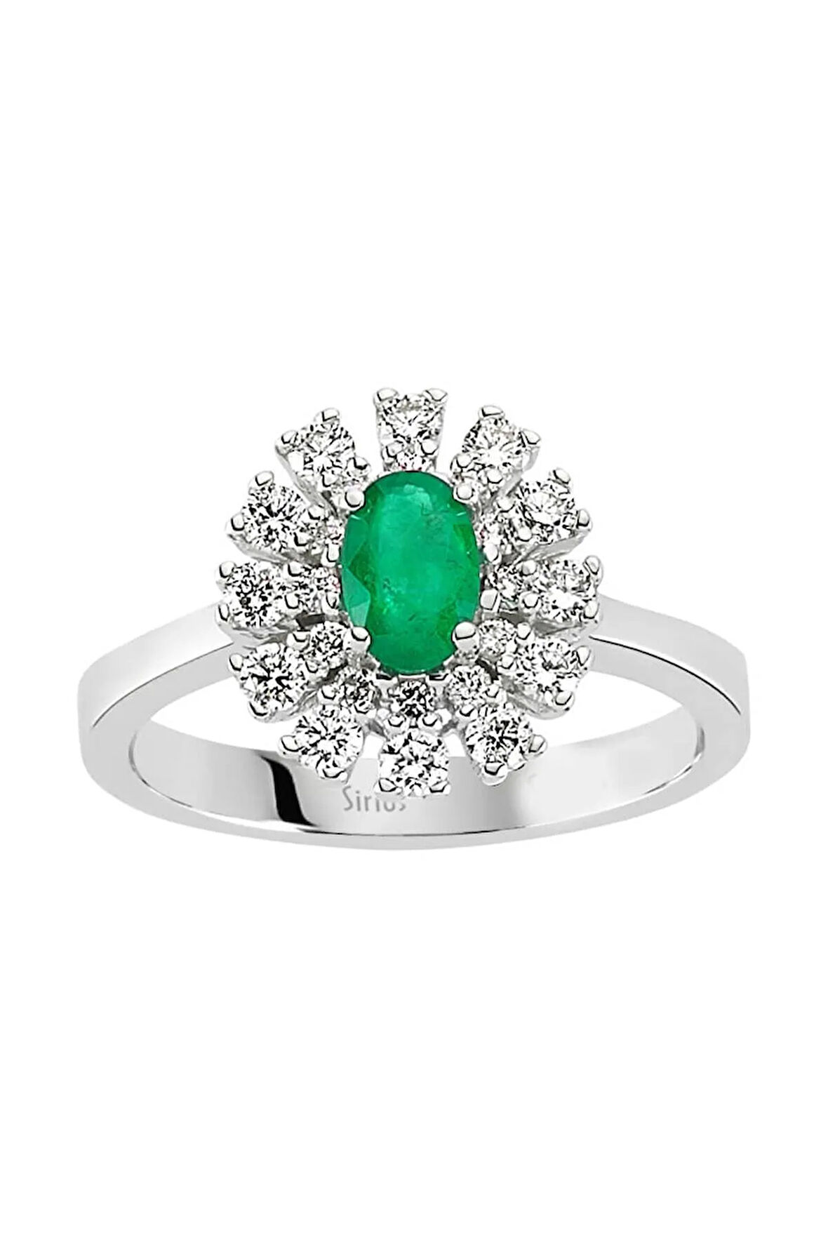 Zümrüt Taşlı Pırlanta Anturaj Yüzük