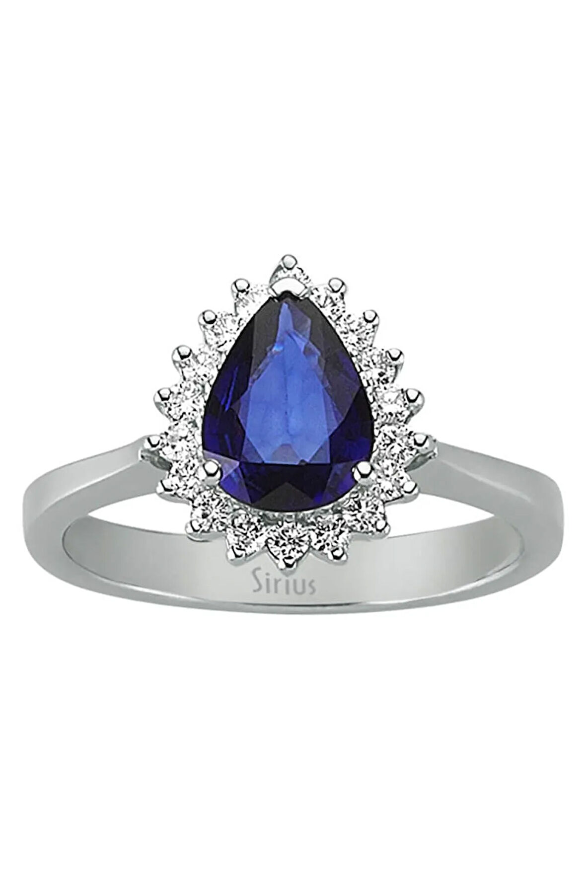 Pırlanta Ve Damla Safir Taşlı Anturaj Yüzük