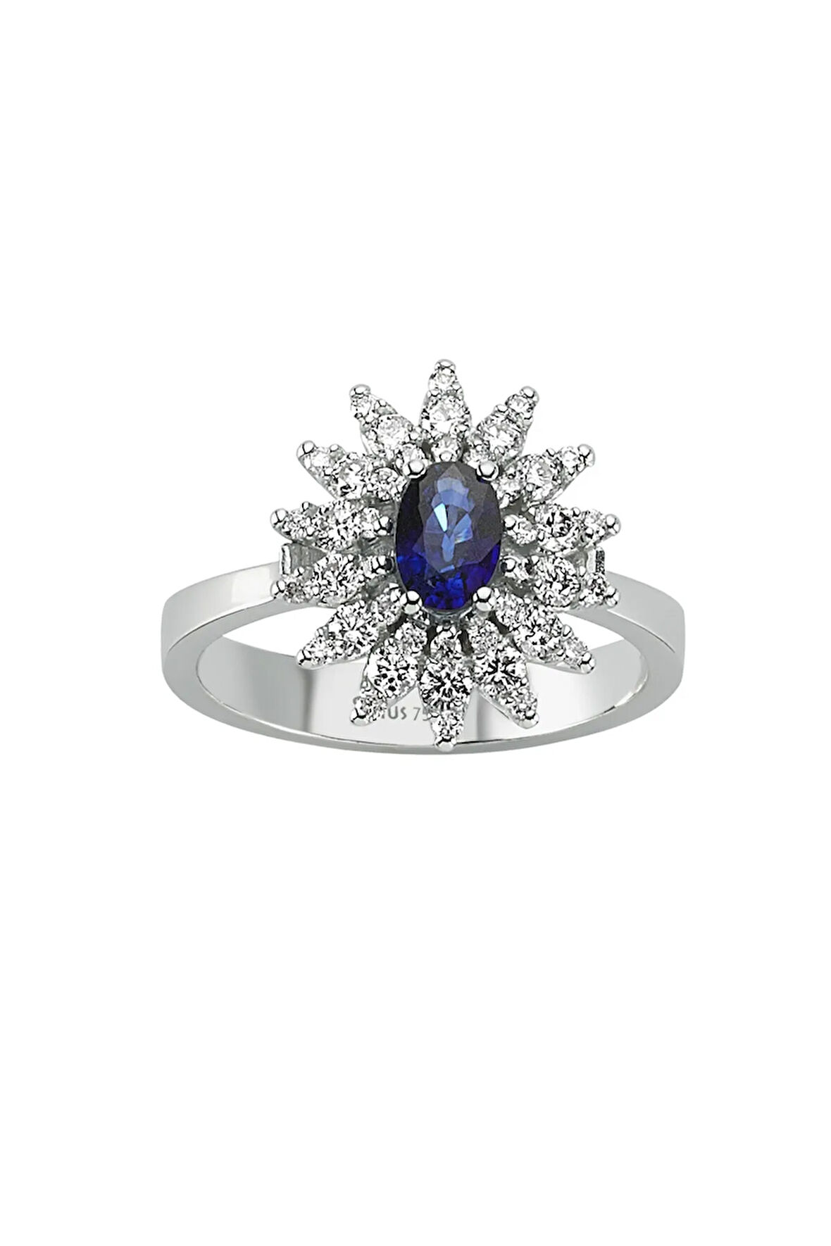 Pırlanta ve Oval Safir Taşlı Anturaj Yüzük