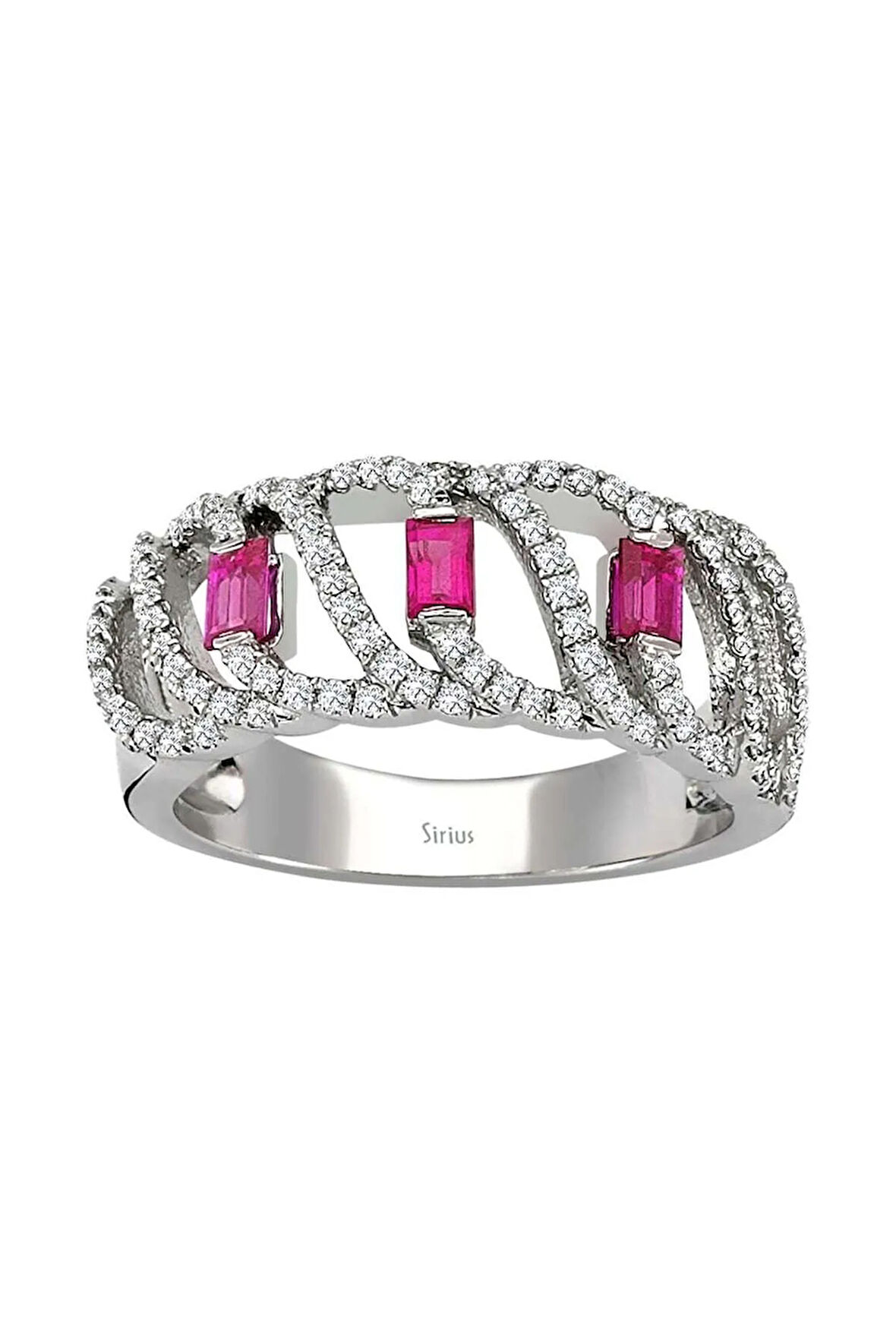 Pırlanta ve Baget Kesim Yakut Taşlı Yüzük