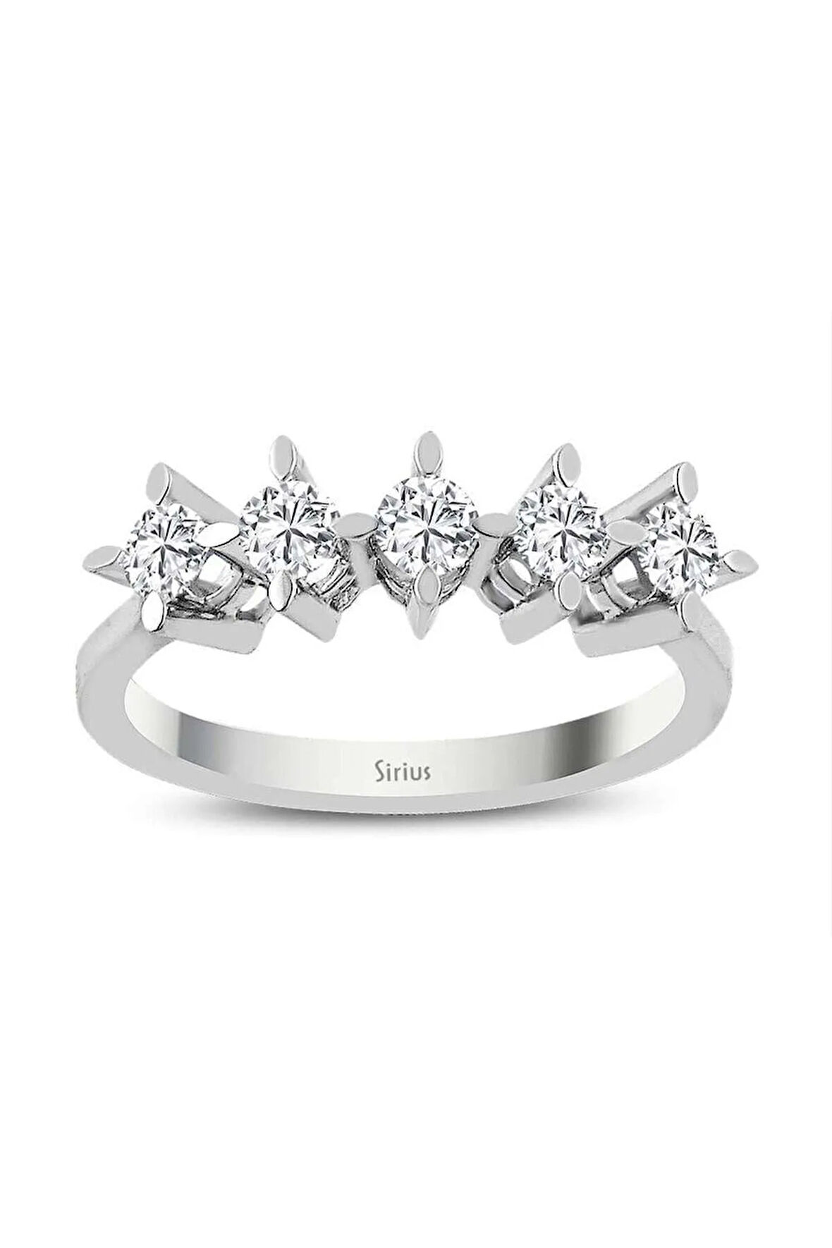 D Renk 0,45 Karat Pırlanta 5 Taş Yüzük