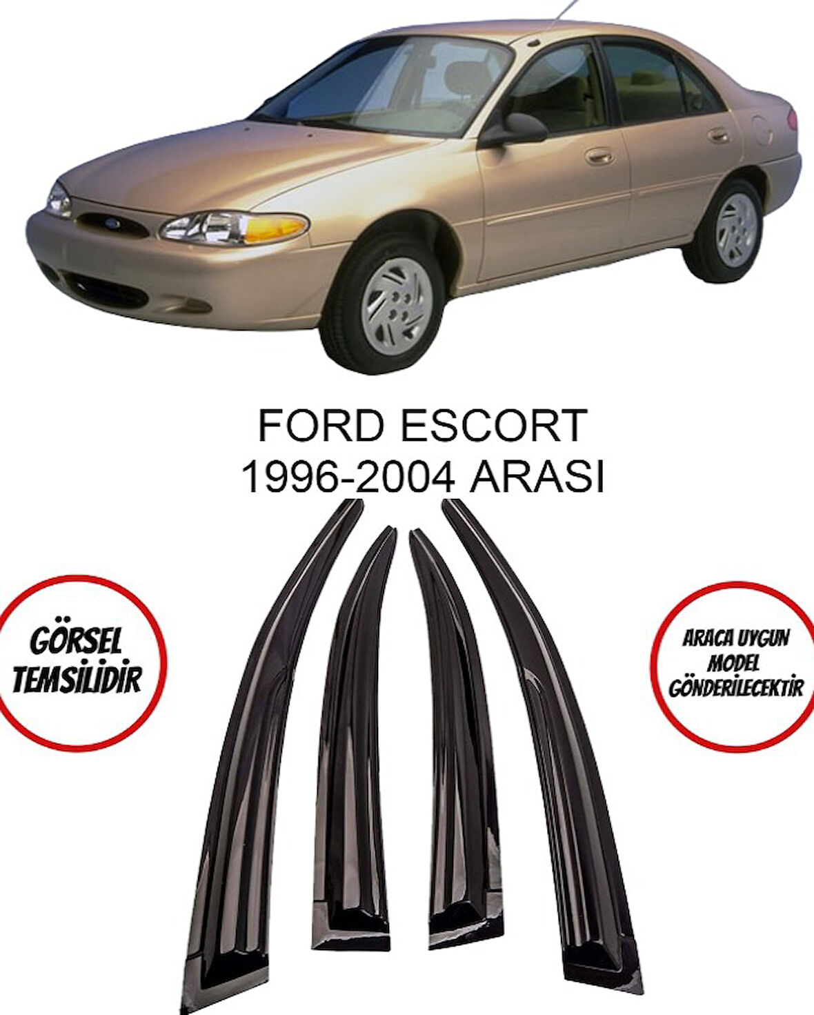 Ford Escort 1996-2004 Cam Rüzgarlık 4 Lü Takım