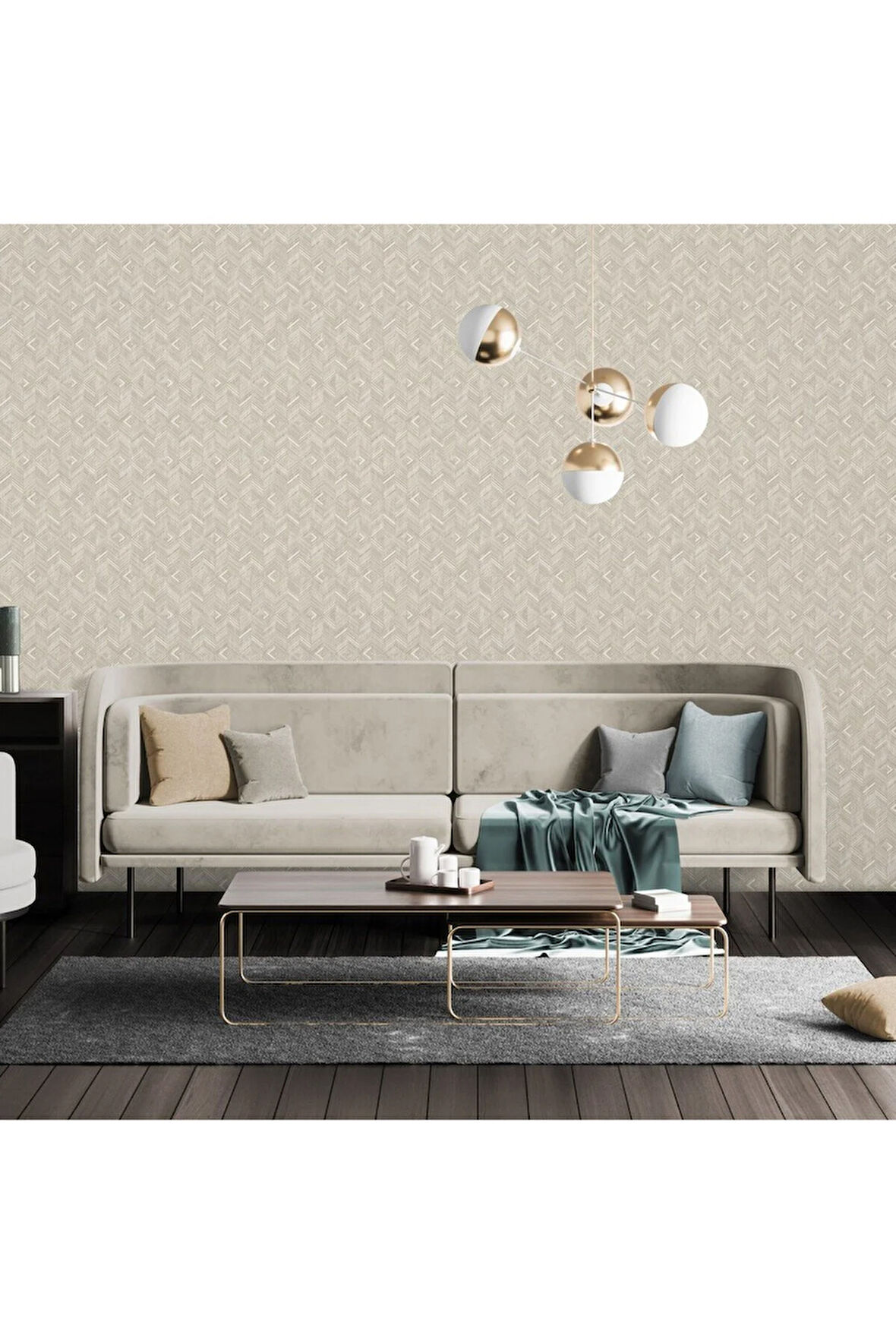Geometrik Desen Duvar Kağıdı, Bej, Beta 1107-2, 16,50 M²