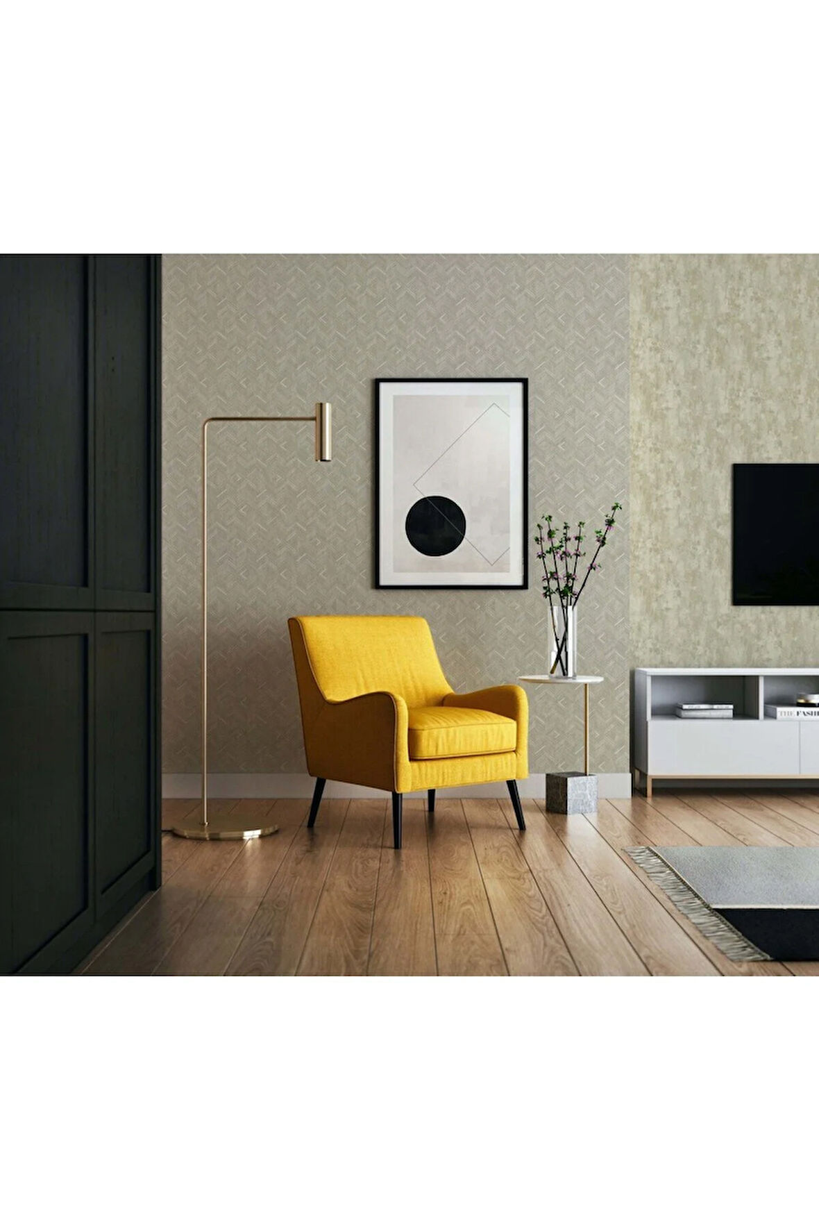 Geometrik Desen Duvar Kağıdı, Sarı, Beta 1107-3, 16,50 M²