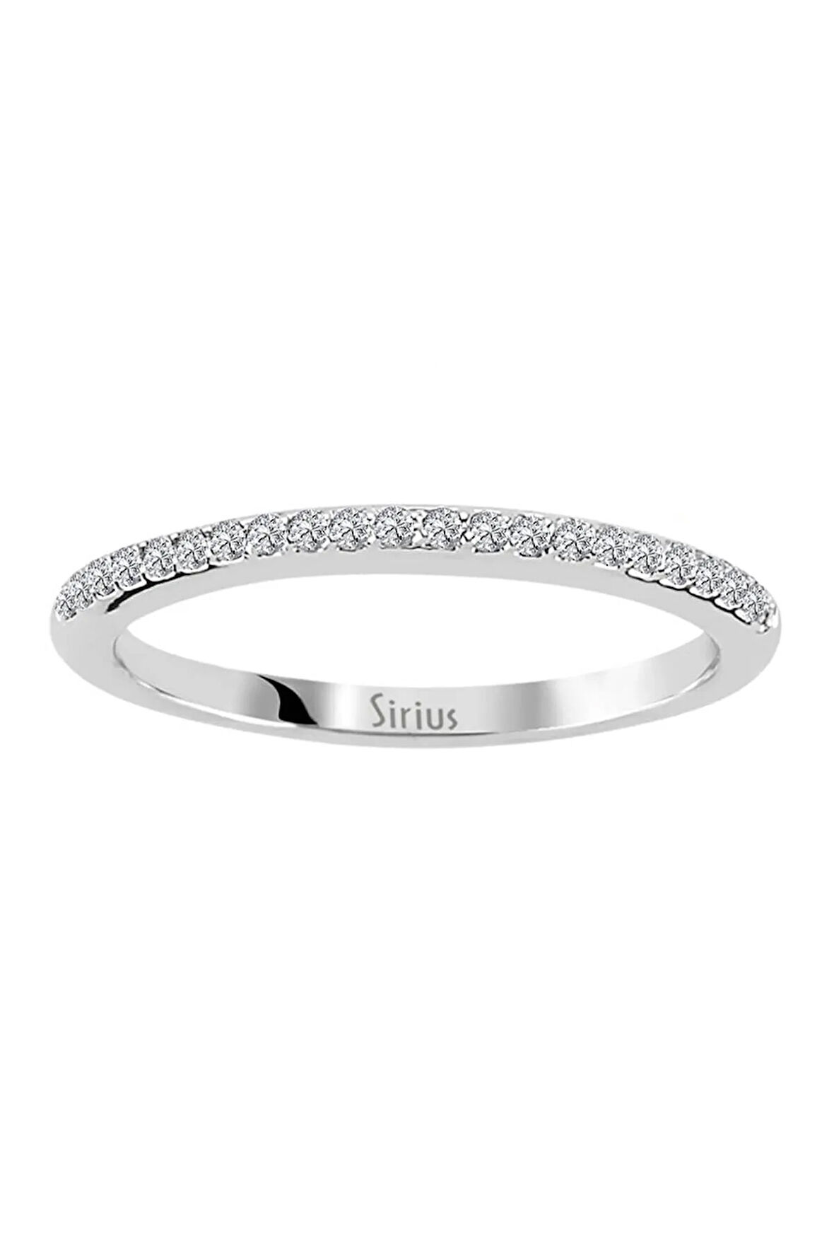 Pırlanta Taşlı Ince Yarım Tur Yüzük