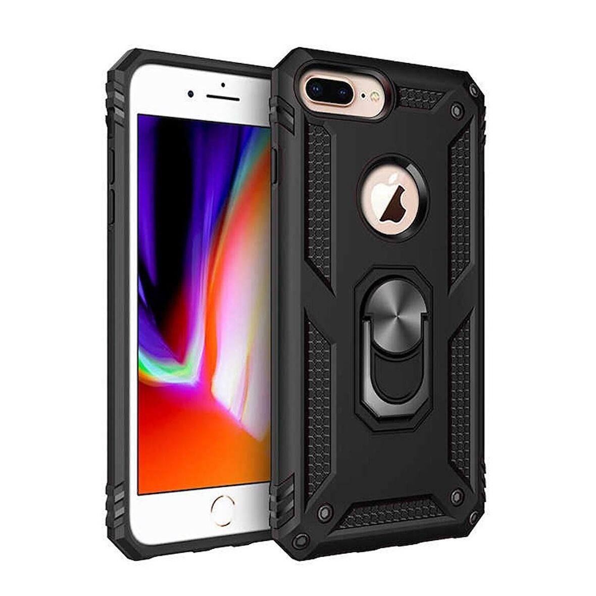 Smcase iPhone 7 Plus Vega Yüzüklü Tank Kapak Kılıf  Nano Ekran Koruyucu
