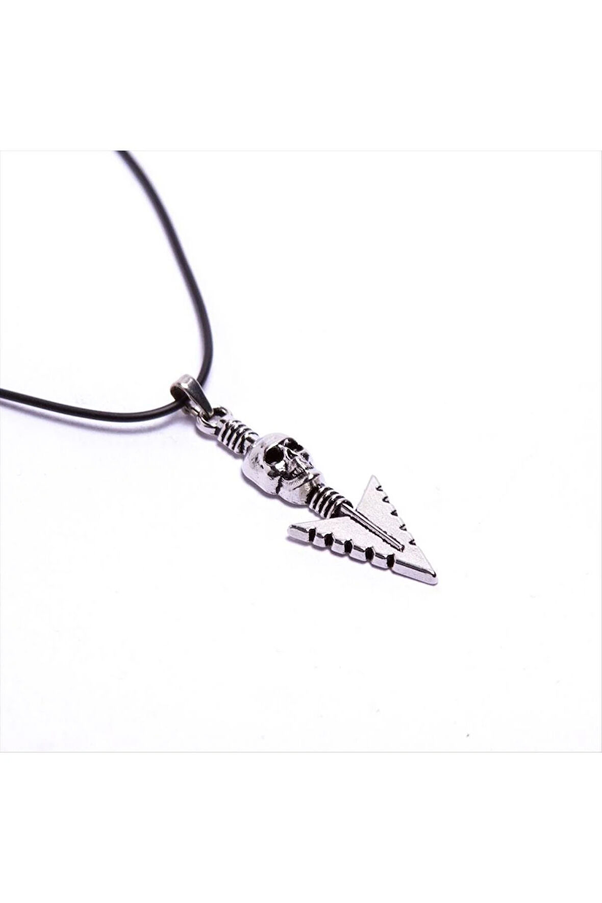 Ok Figürlü Kuru Kafa Vinlex Deri Kolye