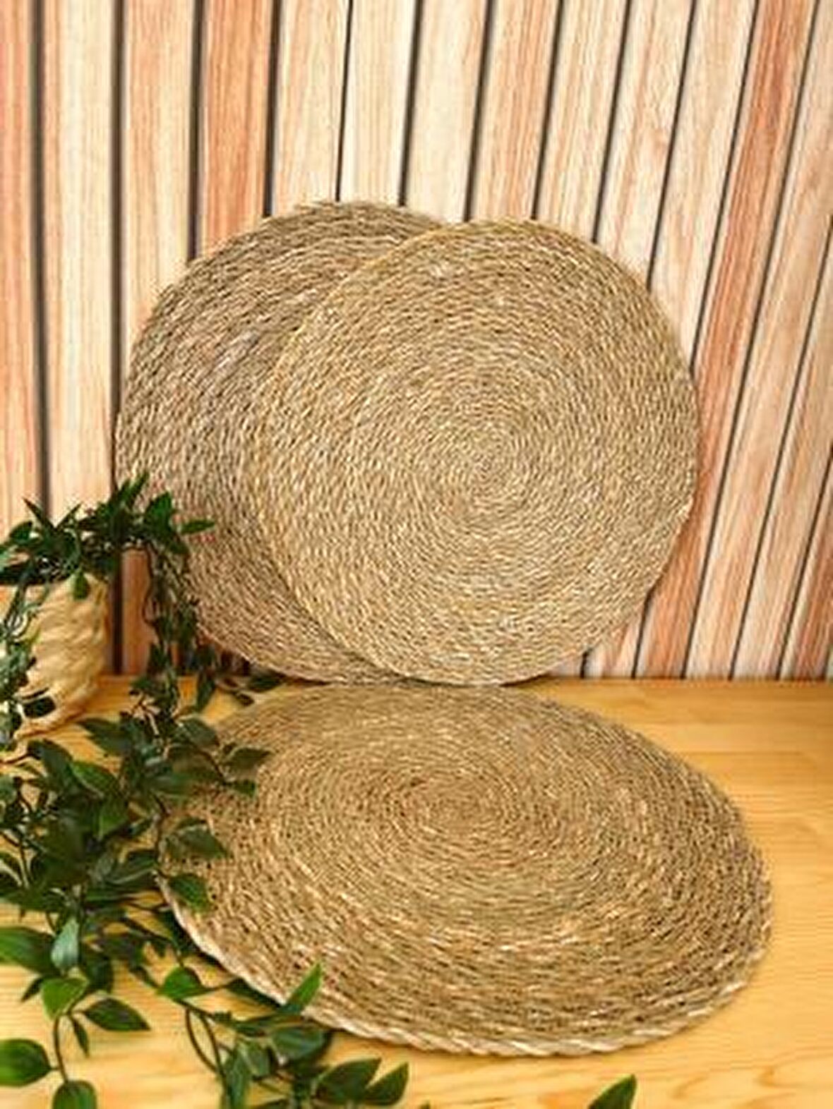 KaiHome 35 cm Yuvarlak Kahverengi Örme Amerikan Servis Takımı 4 Kişilik