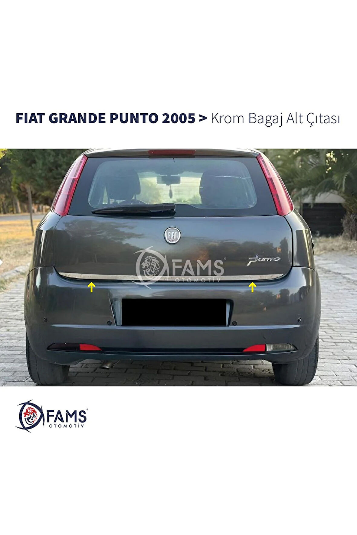 Fiat Grande Punto Krom Bagaj Alt Çıtası 2005 Üzeri Paslanmaz Çelik