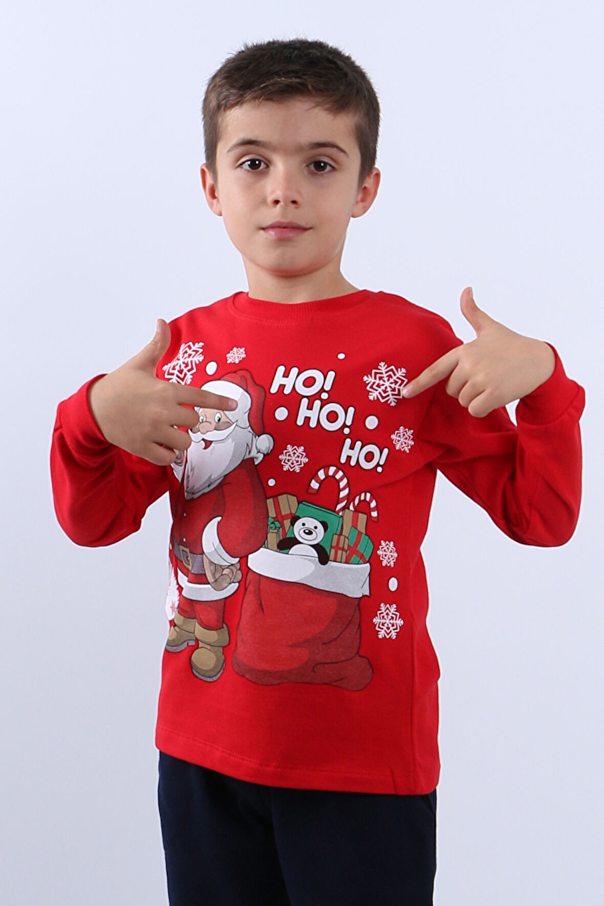 ÇOCUK YILBAŞI SWEAT NOEL BABA VE KAR TANESİ BASKILI RİBANALI E29