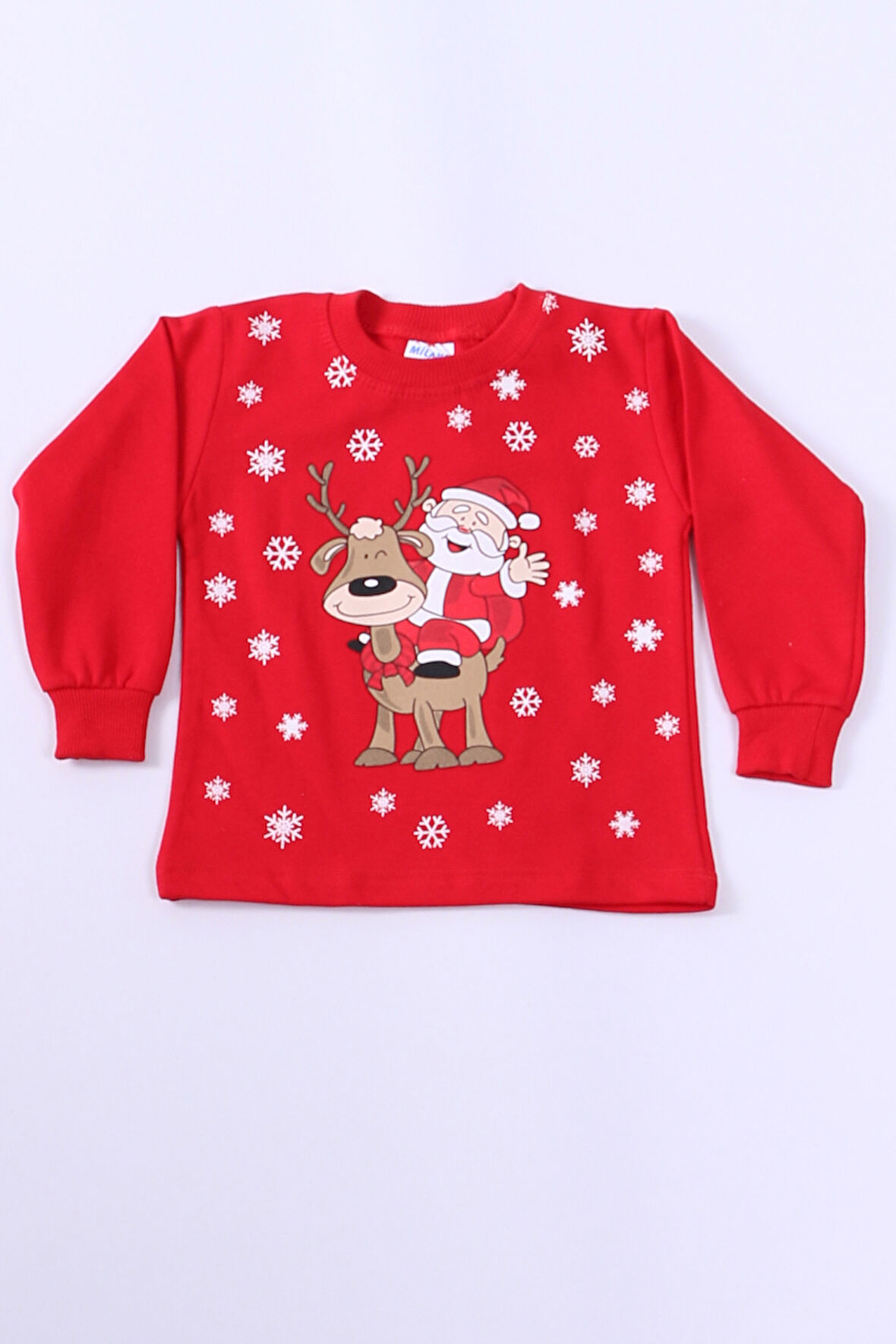 ÇOCUK YILBAŞI SWEAT NOEL BABA VE KAR TANESİ BASKILI RİBANALI E29