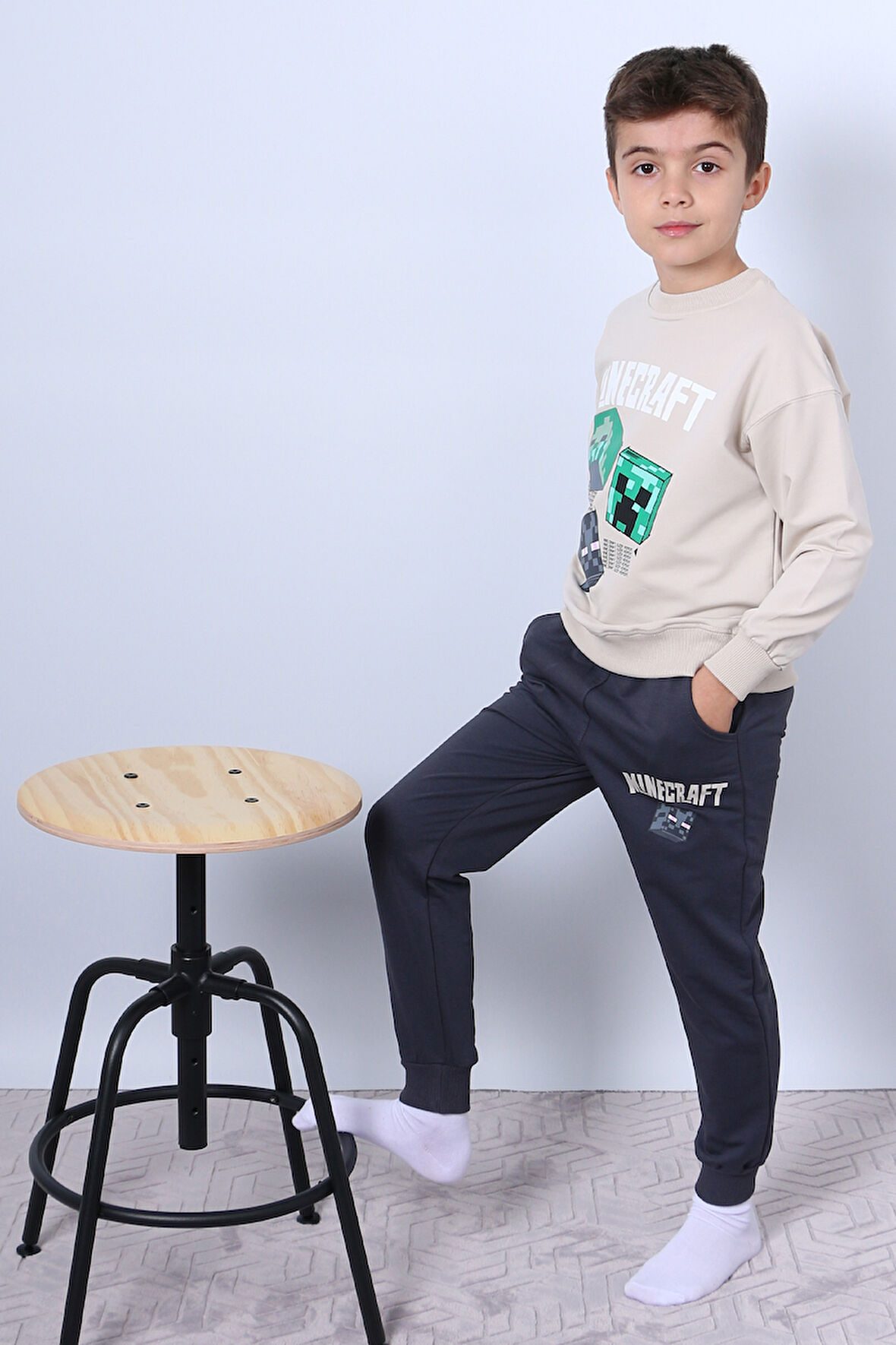 ERKEK ÇOCUK EŞOFMAN TAKIMI MİNECRAFT BASKILI RİBANALI F2