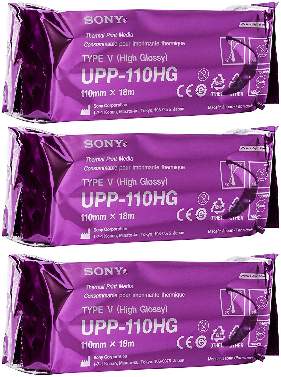 Sony Upp 110HG Print Media Ultrason Kağıdı - 3 Adet Rulo - Termal Baskı Kağıdı