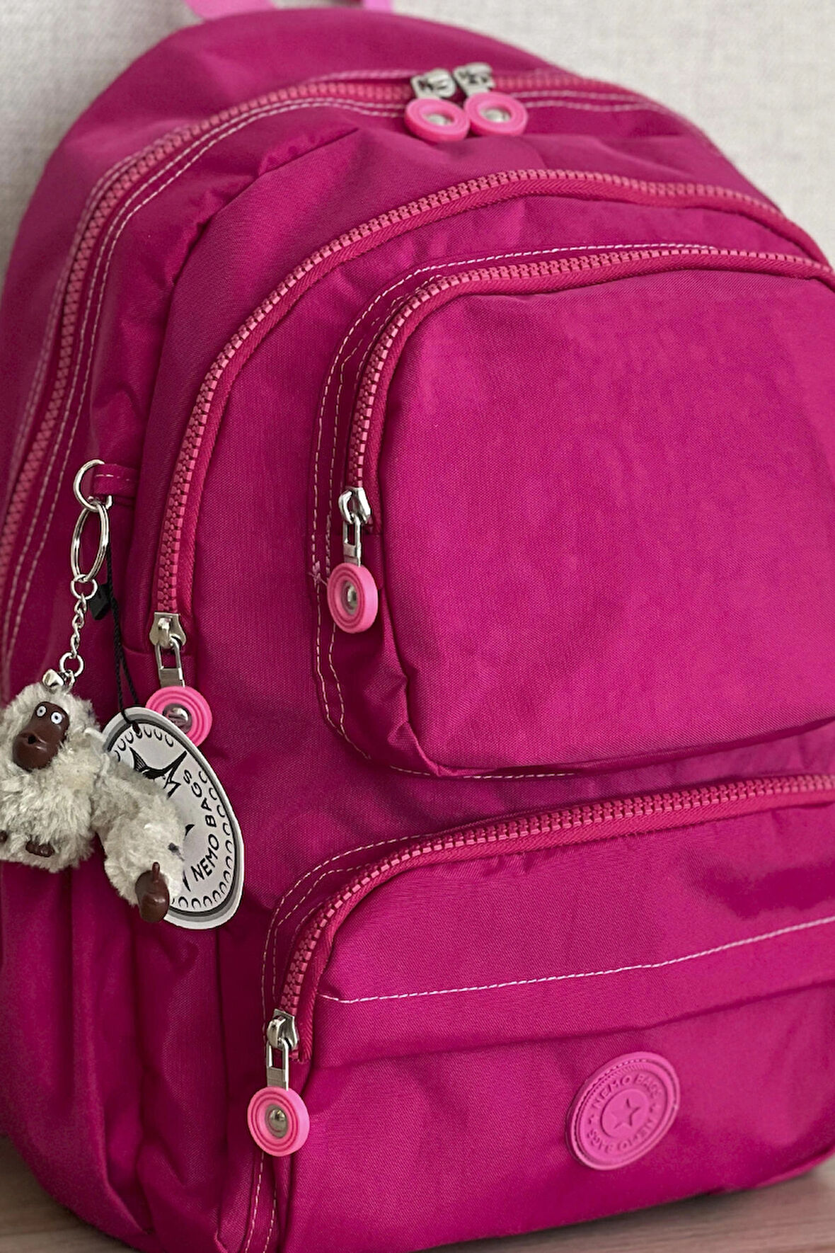 Nemo Group Fuşya Sırt Çantası Okul Çantası Laptop ve Seyahat Çantası Su Geçirmez Spor Çanta