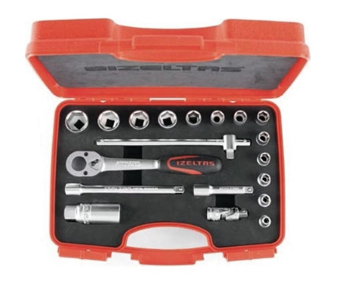İZELTAŞ 3/8” Altı Köşe Lokma Anahtar Takımı (19 parça, mm)