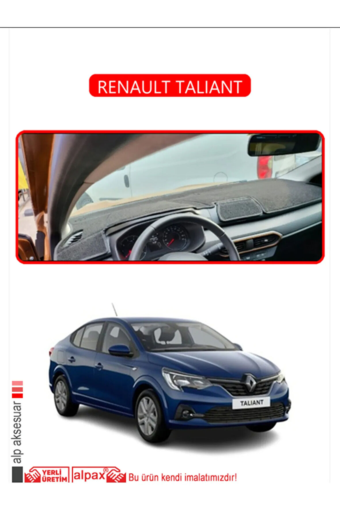 Renault Talıant Torpido Koruma  Halısı -  Kırmızı Kenar