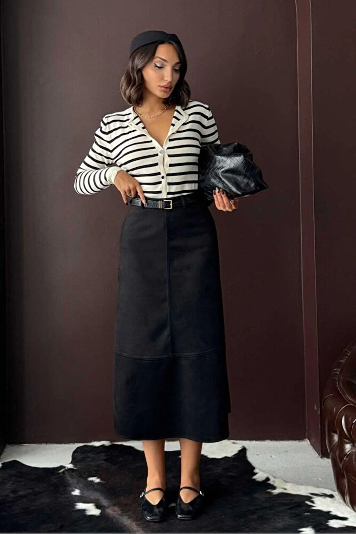 Scuba Süet Midi Boy Kadın Etek