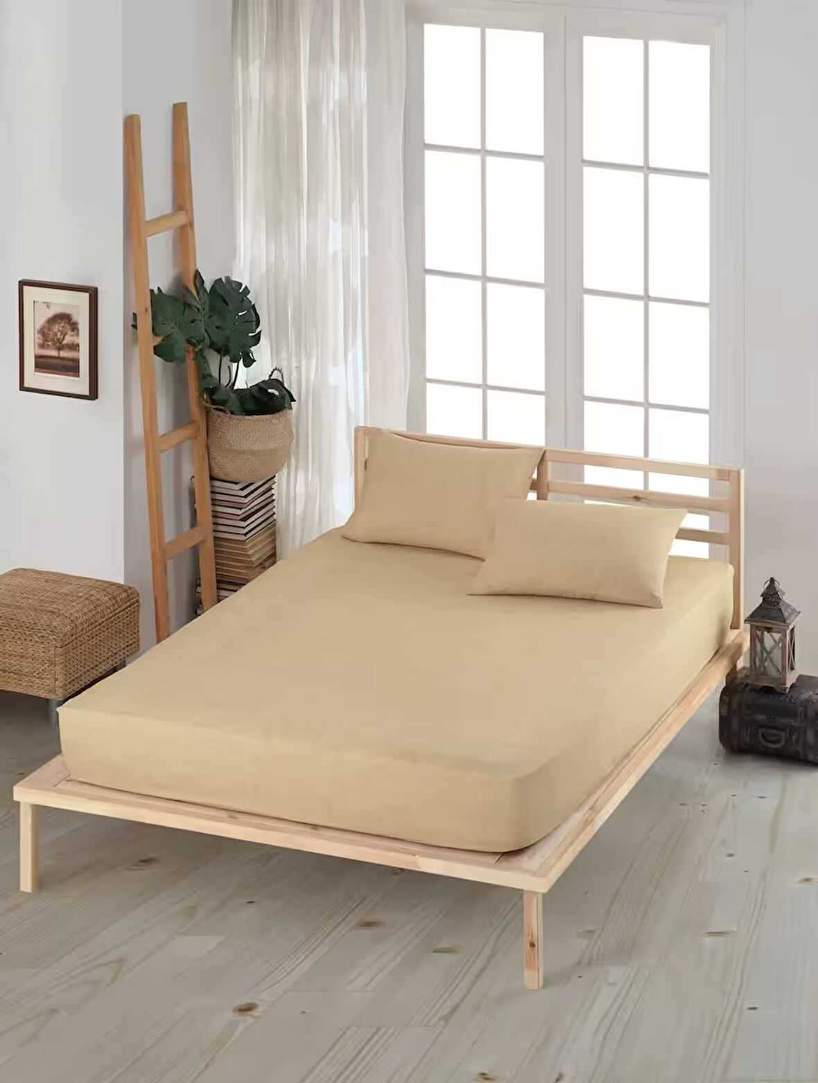 NİVEMESHOME 160*200 BEJ LASTİKLİ ÇARŞAF SETİ