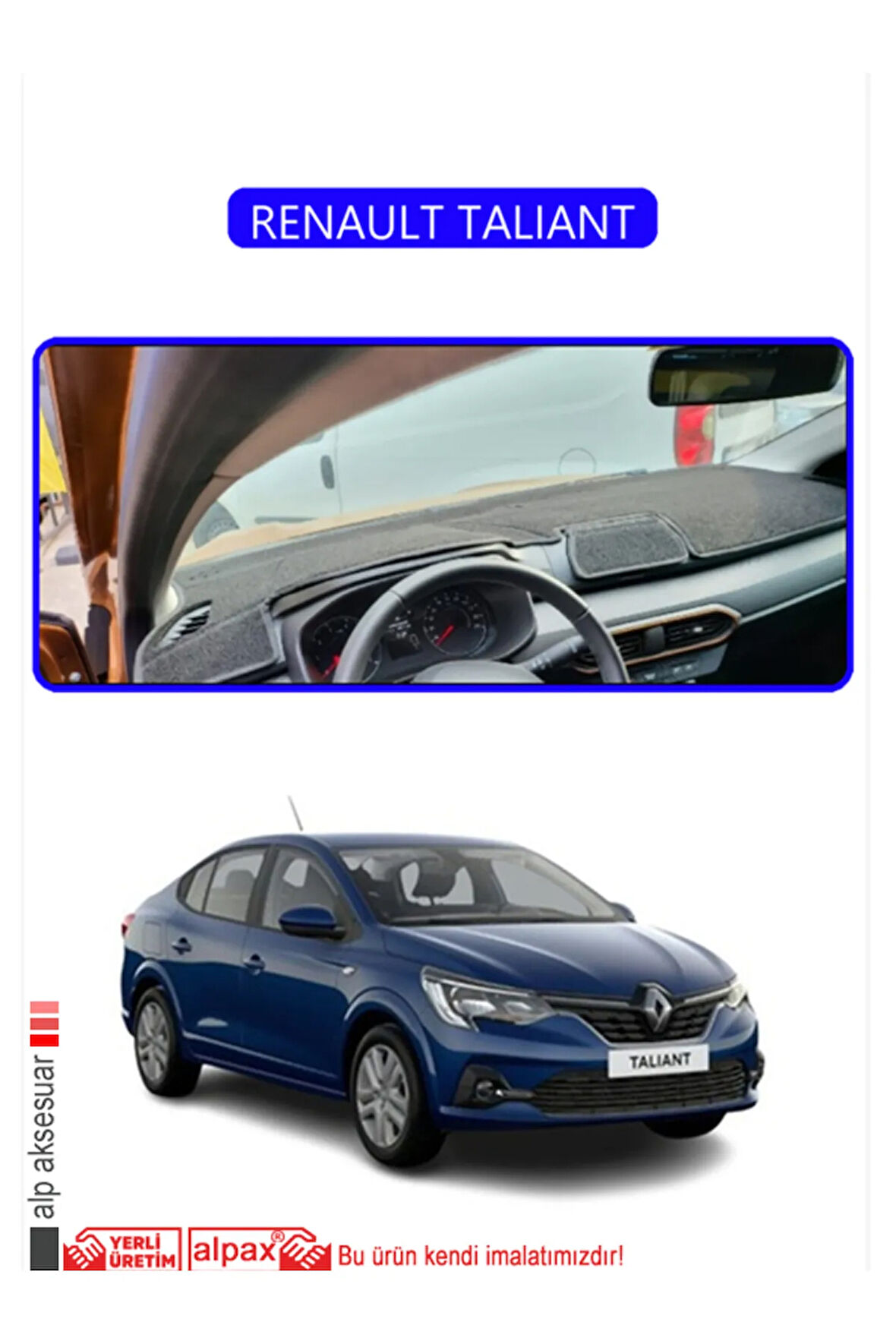 Renault Talıant Torpido Koruma  Halısı -  Mavi Kenar