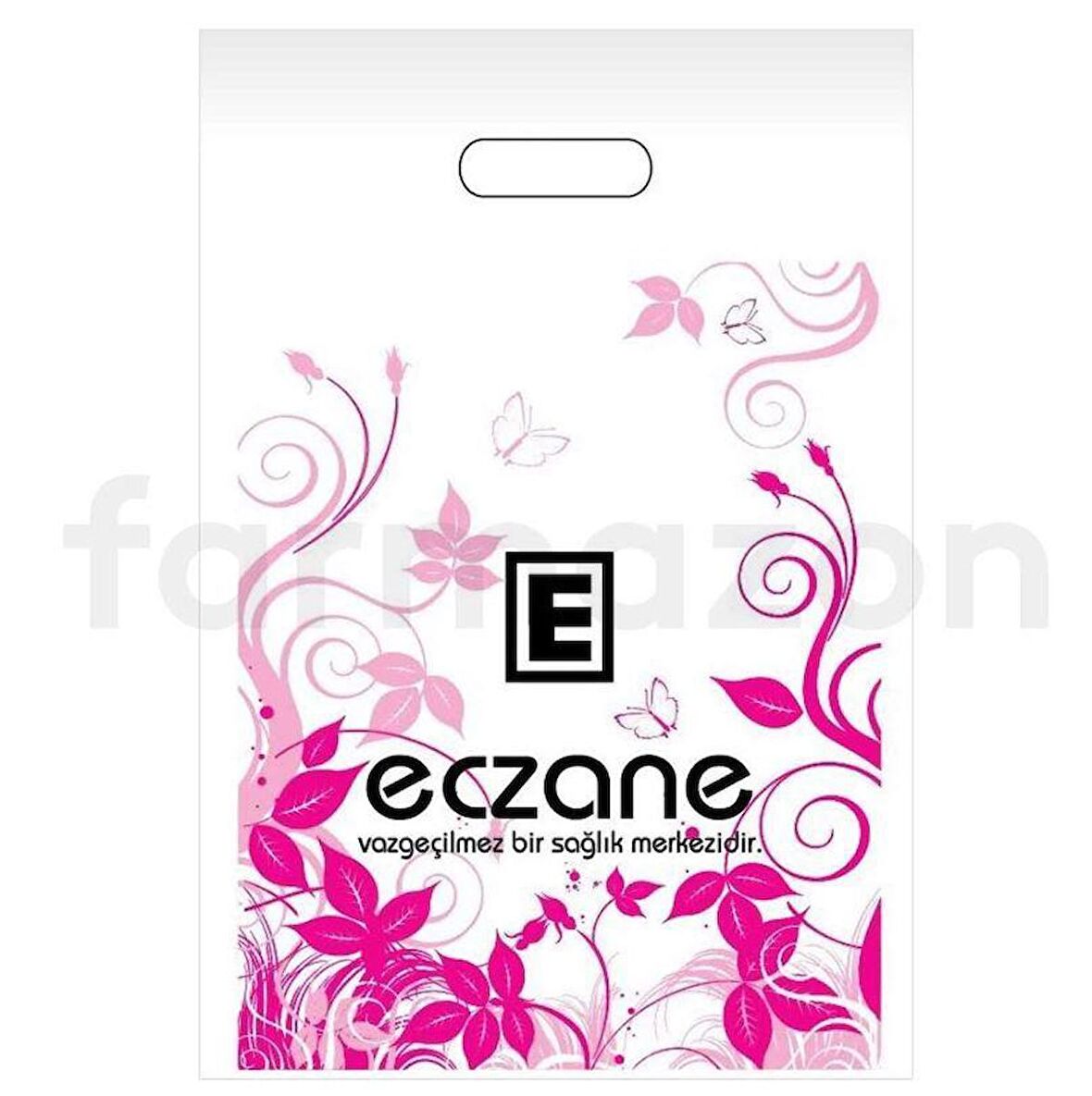 Eczane Poşeti Pembe Çiçek Desen 22x33 El Geçme - 1 kg'lık Paket