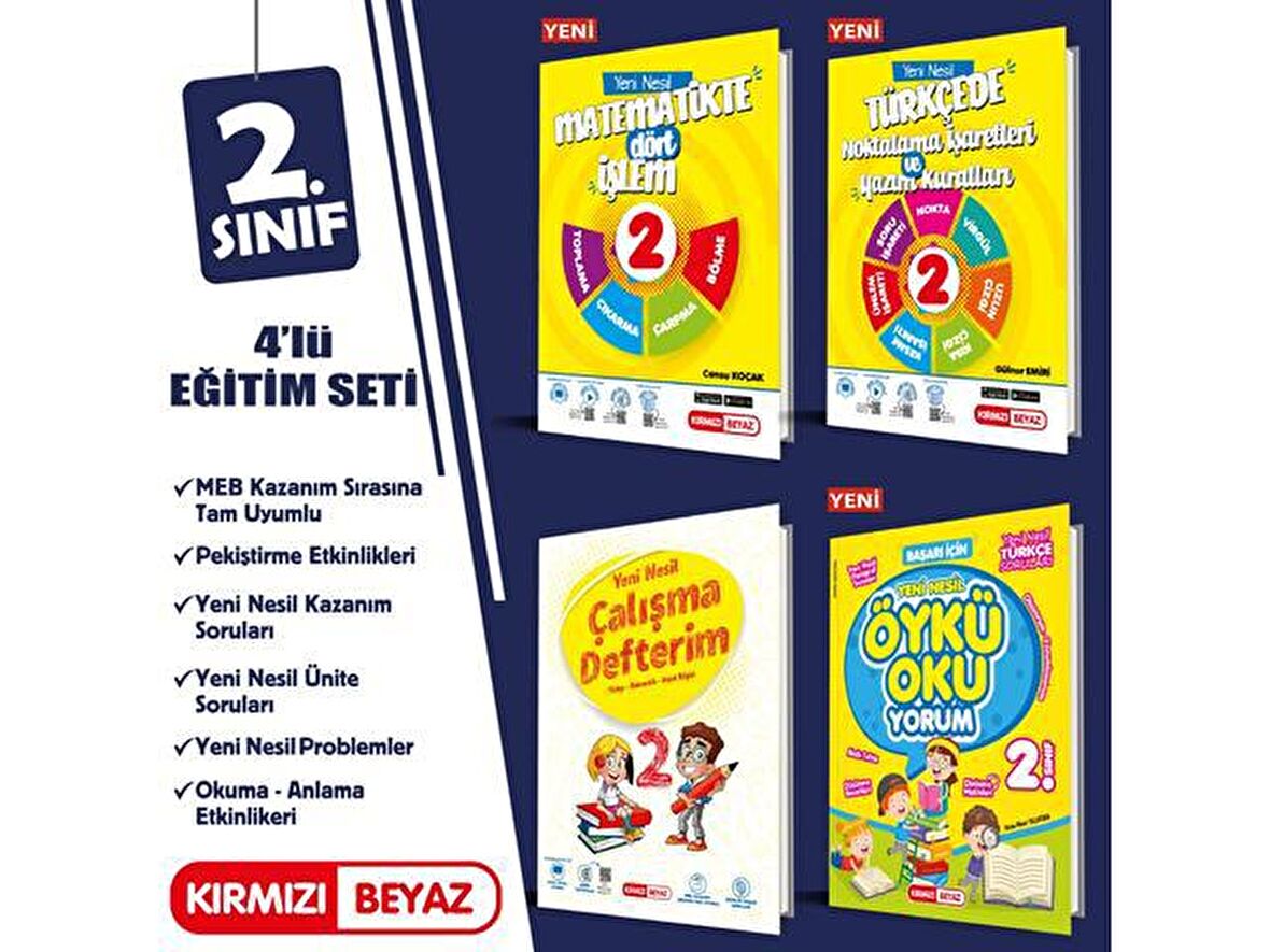 Kırmızı Beyaz 2. Sınıf Pekiştirme Seti 4 Kitap