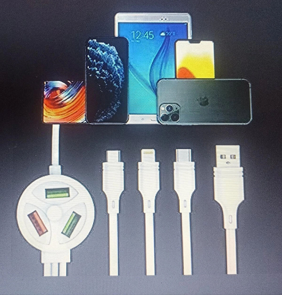 6in1 Data Cable 3 Plug 3 USB Port, for Mobile Phone, Cable Size: 1.2m