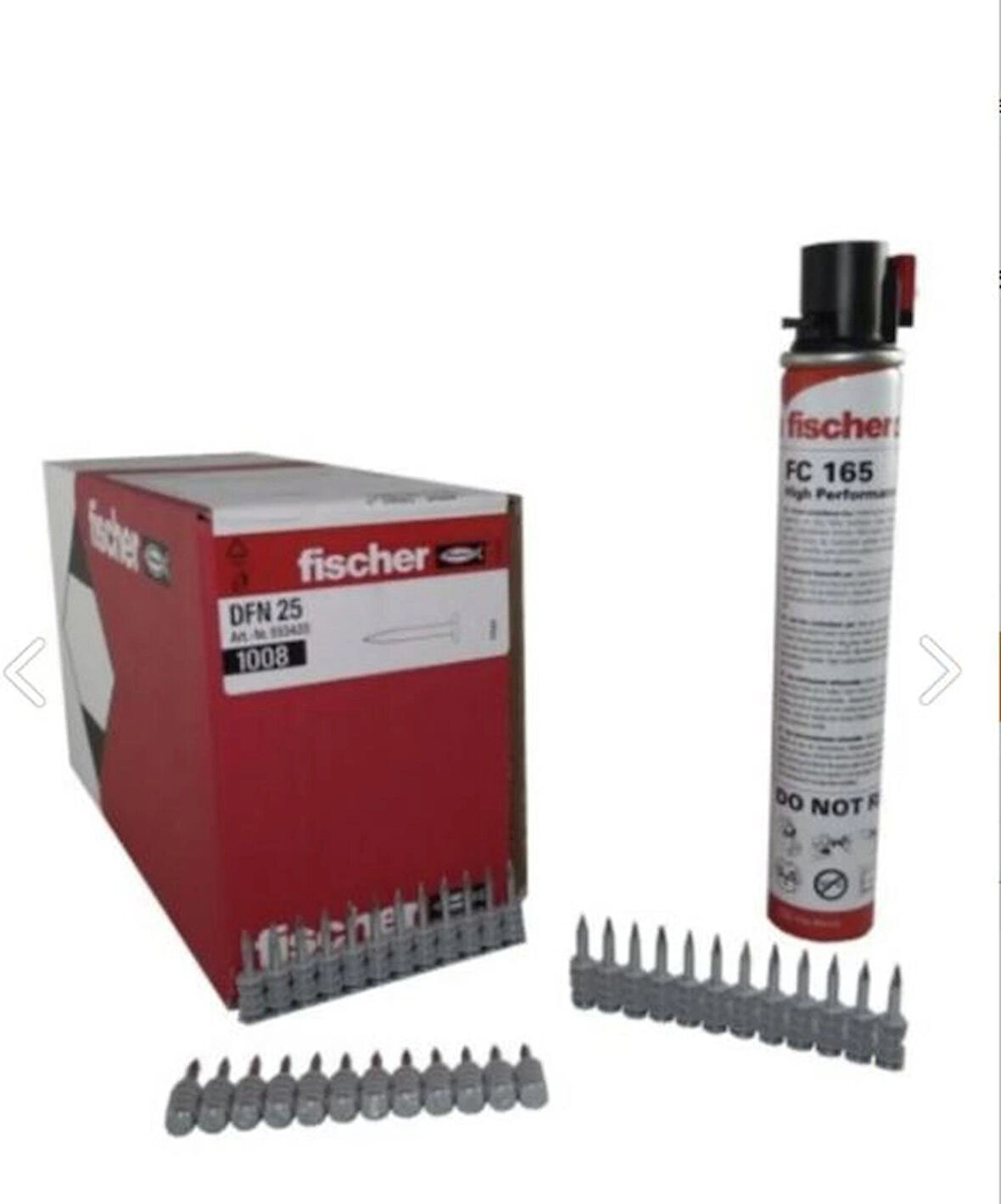 FİSCHER DFN 25 25MM GAZLI TABANCA ÇİVİSİ GAZ DAHİL  ( 1.008 Adet ) 