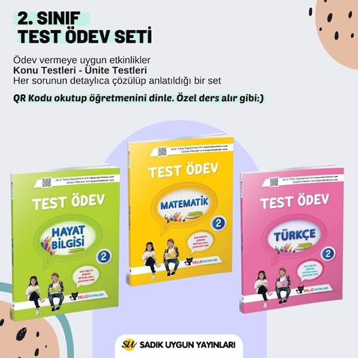 2. Sınıf Test Ödev Kitapları Türkçe- Matematik- Hayat Bilgisi Sadık Uygun Komisyon