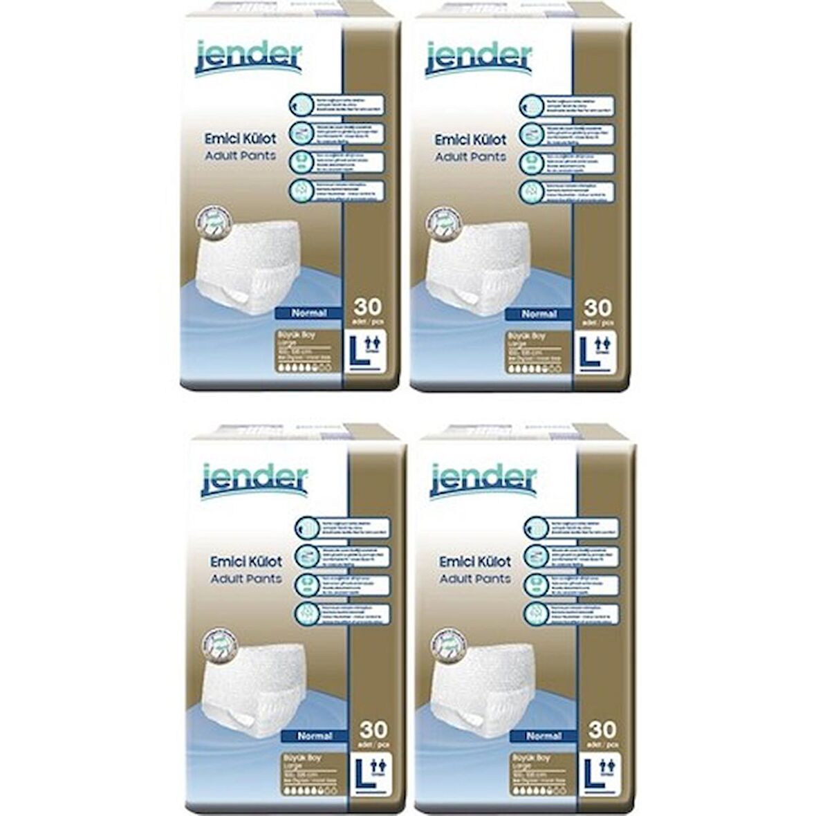 Jender Emici Külot Large 120 Adet 30'luk 4 Paket