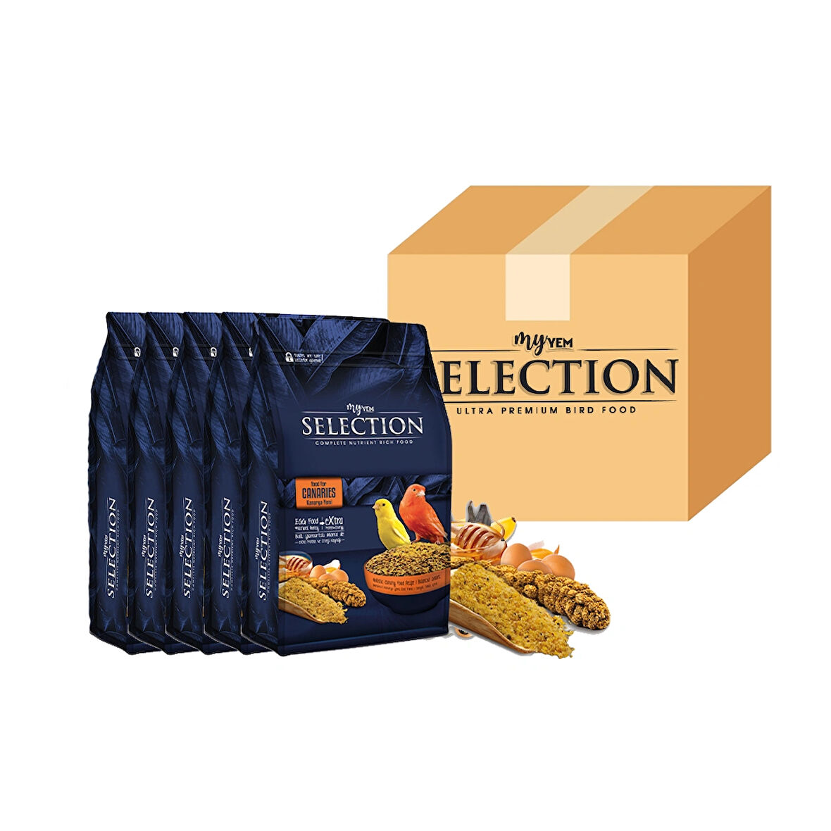 myyem selection  ıslak ballı mama takviyeli kanarya yemi 1kg ( 5 li Paket)