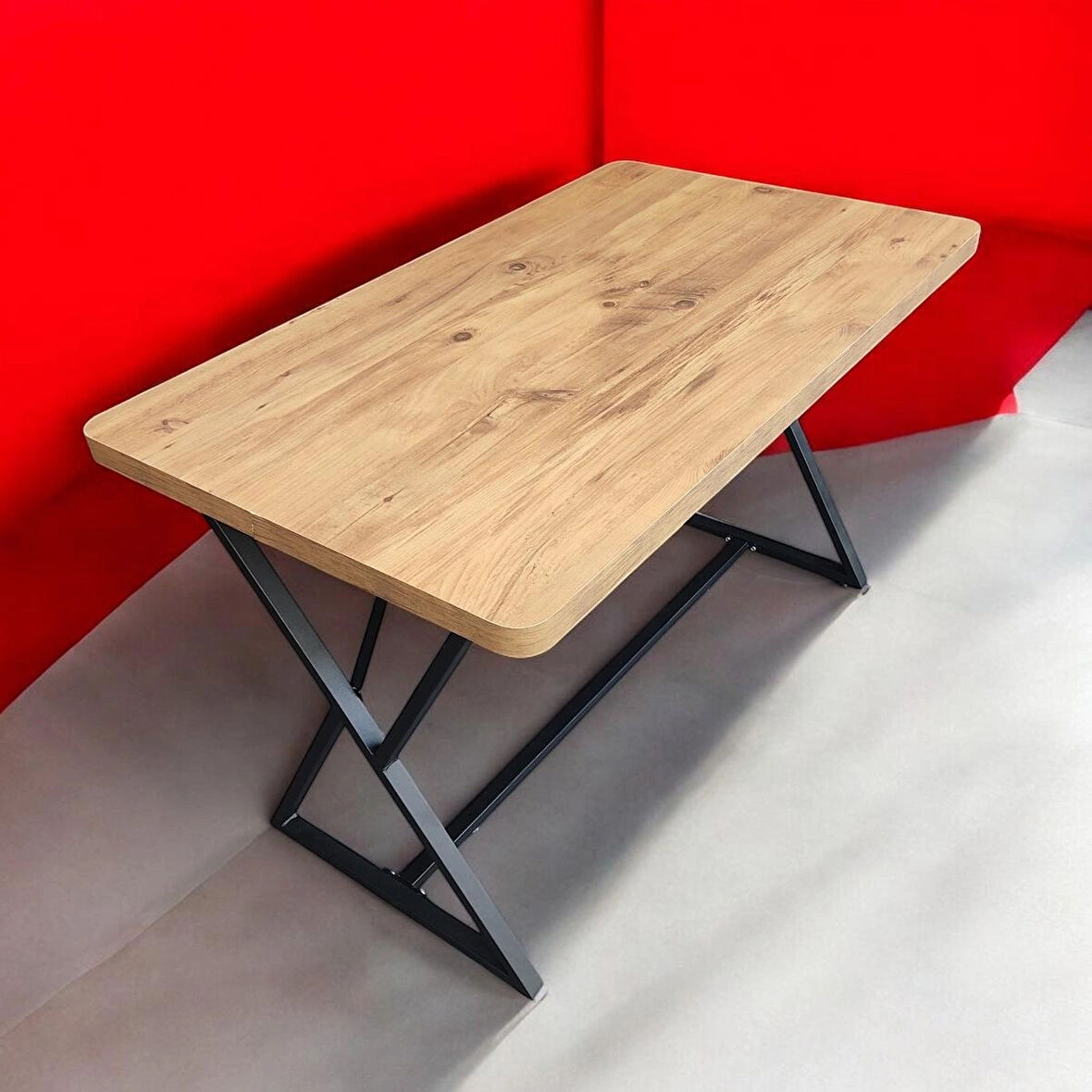 Lifema Mutfak Yemek Masası Z Modern Metal Ayak 70x120 Mutfak Yemek Masası