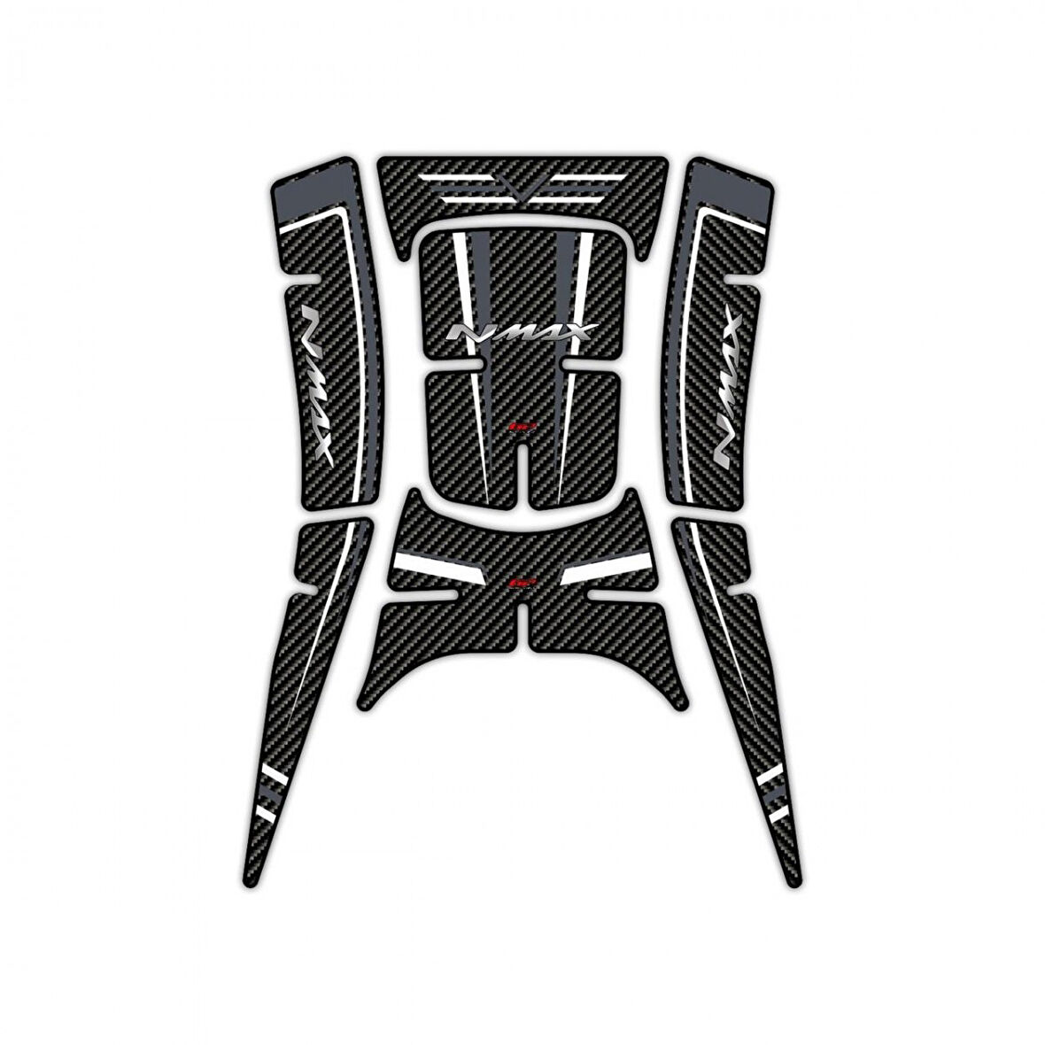 Gp Kompozit Tank Pad Set Karbon Desenli Gri Beyaz Yamaha Nmax 125 155 2021 2024