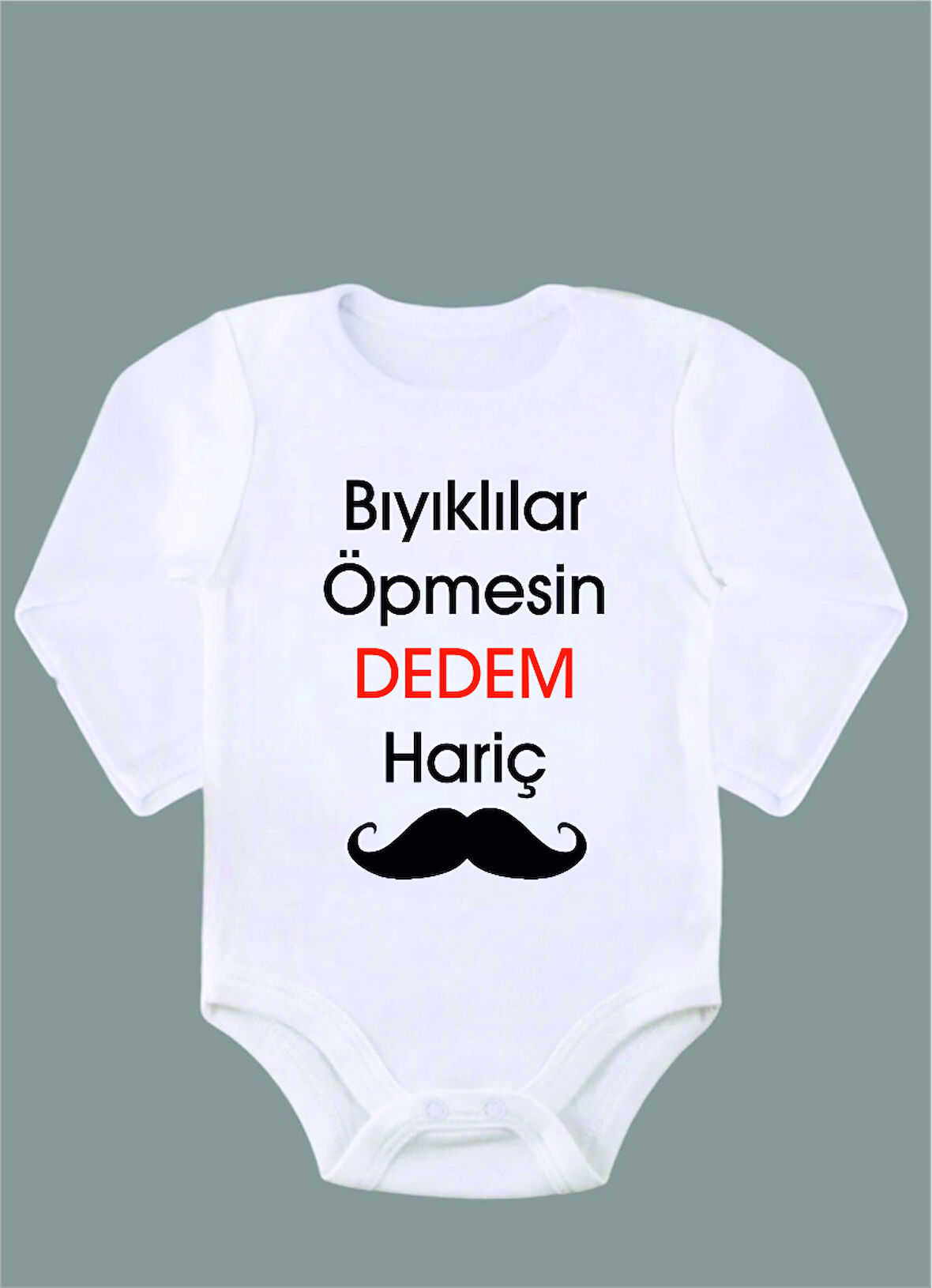 Uzun Kollu %100 Organik Pamuk Baskılı Bebek Body Çıtçıtlı Zıbın ZBN069