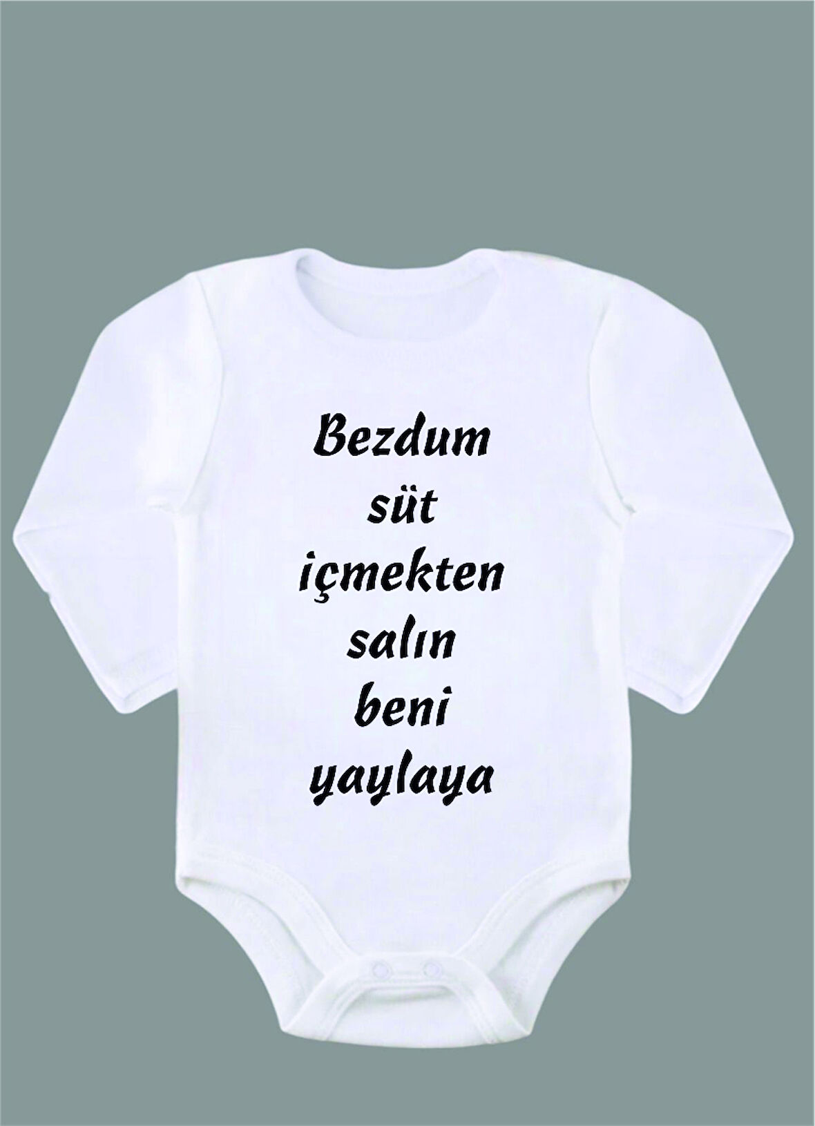 Uzun Kollu %100 Organik Pamuk Baskılı Bebek Body Çıtçıtlı Zıbın ZBN067