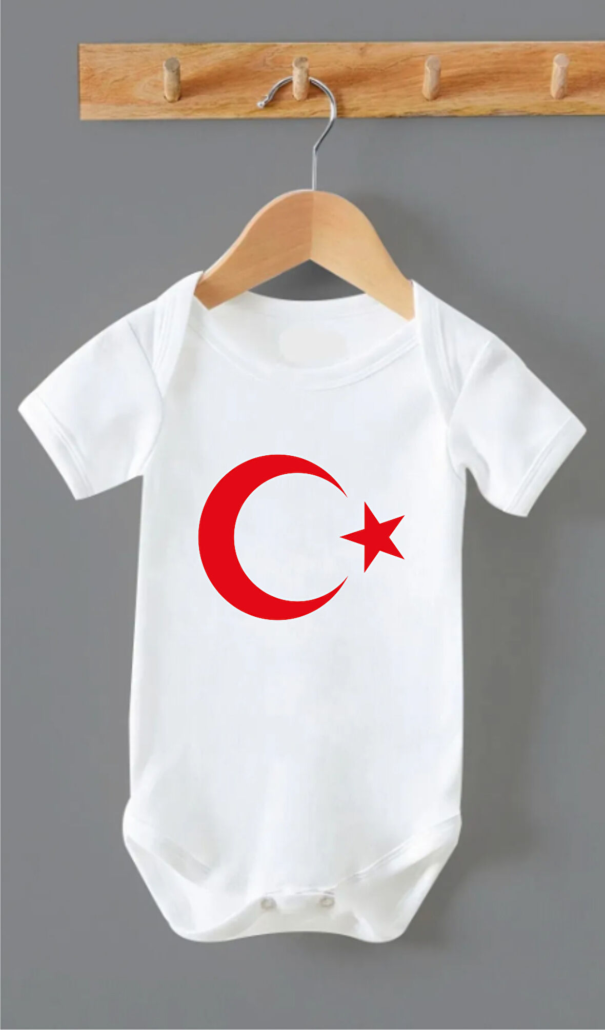 Organik %100 Pamuk Ay Yıldız Baskılı Bebek Body Çıtçıtlı Badi ZBN195