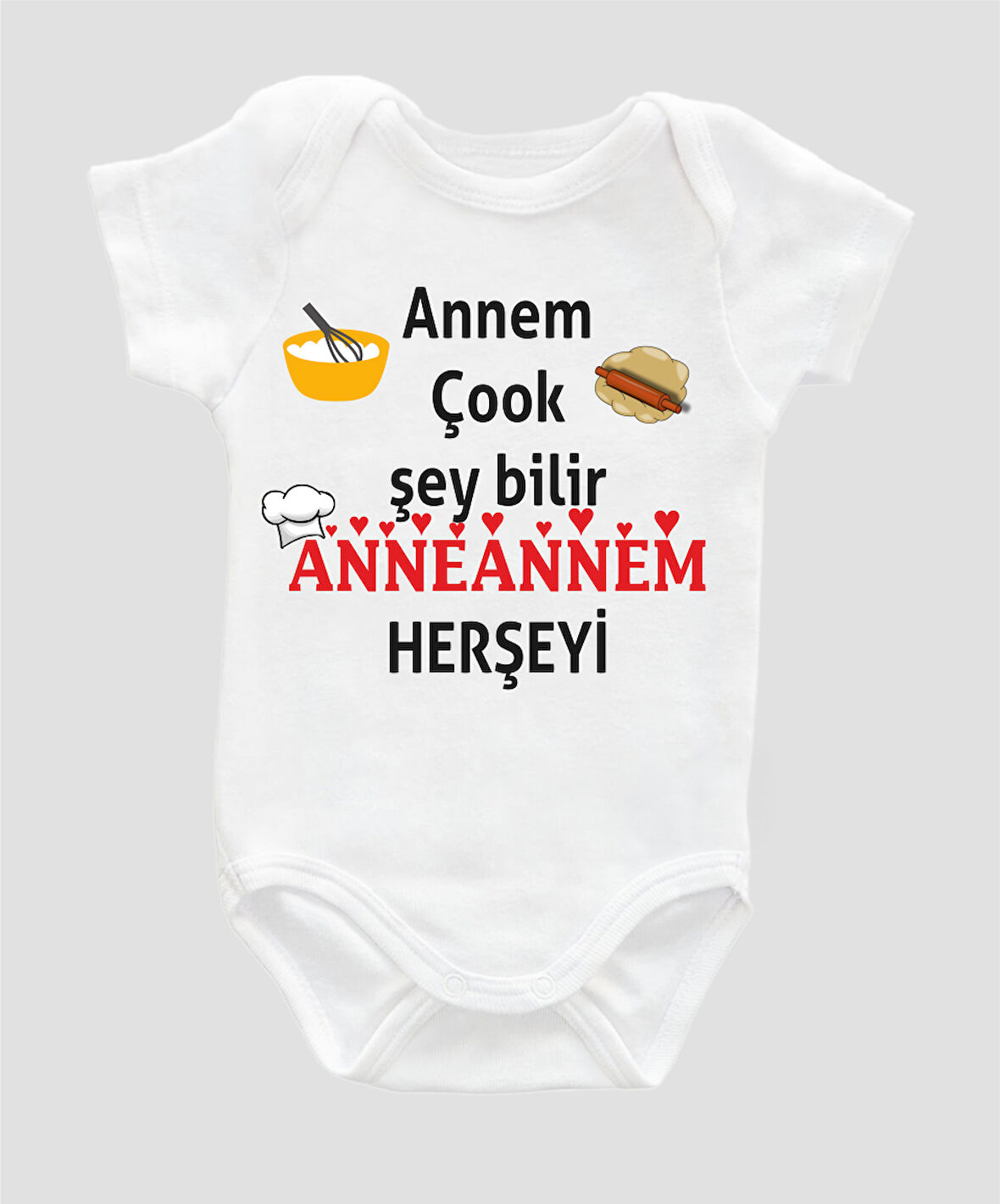 Organik %100 Pamuk Annem Çok Şey Bilir Anneannem Bebek Body ZBN058