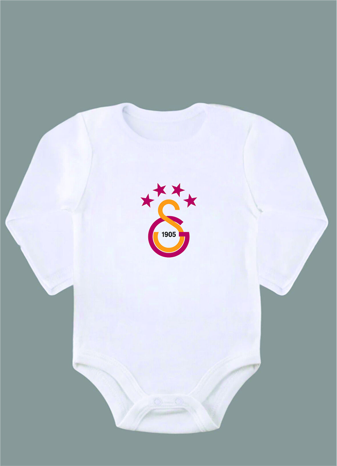 Uzun Kollu %100 Organik Pamuk Baskılı Bebek Body Çıtçıtlı Zıbın ZBN103