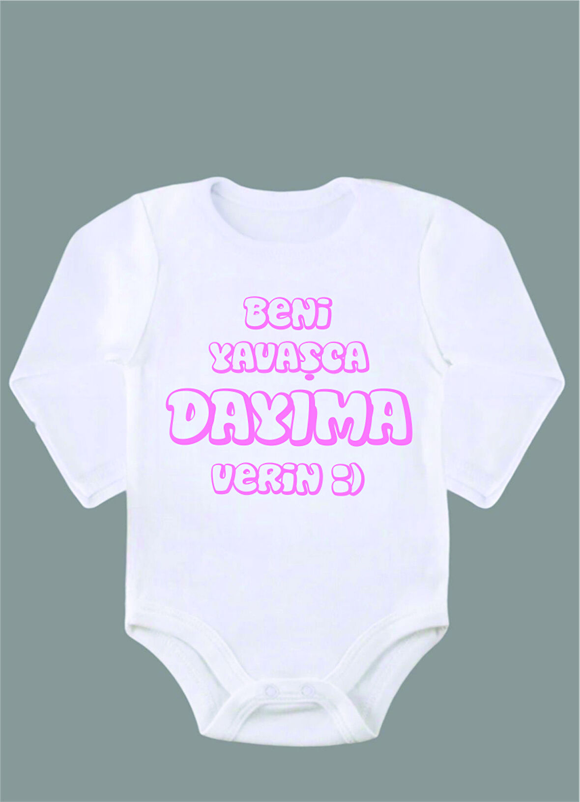 Uzun Kollu %100 Organik Pamuk Baskılı Bebek Body Çıtçıtlı Zıbın ZBN056