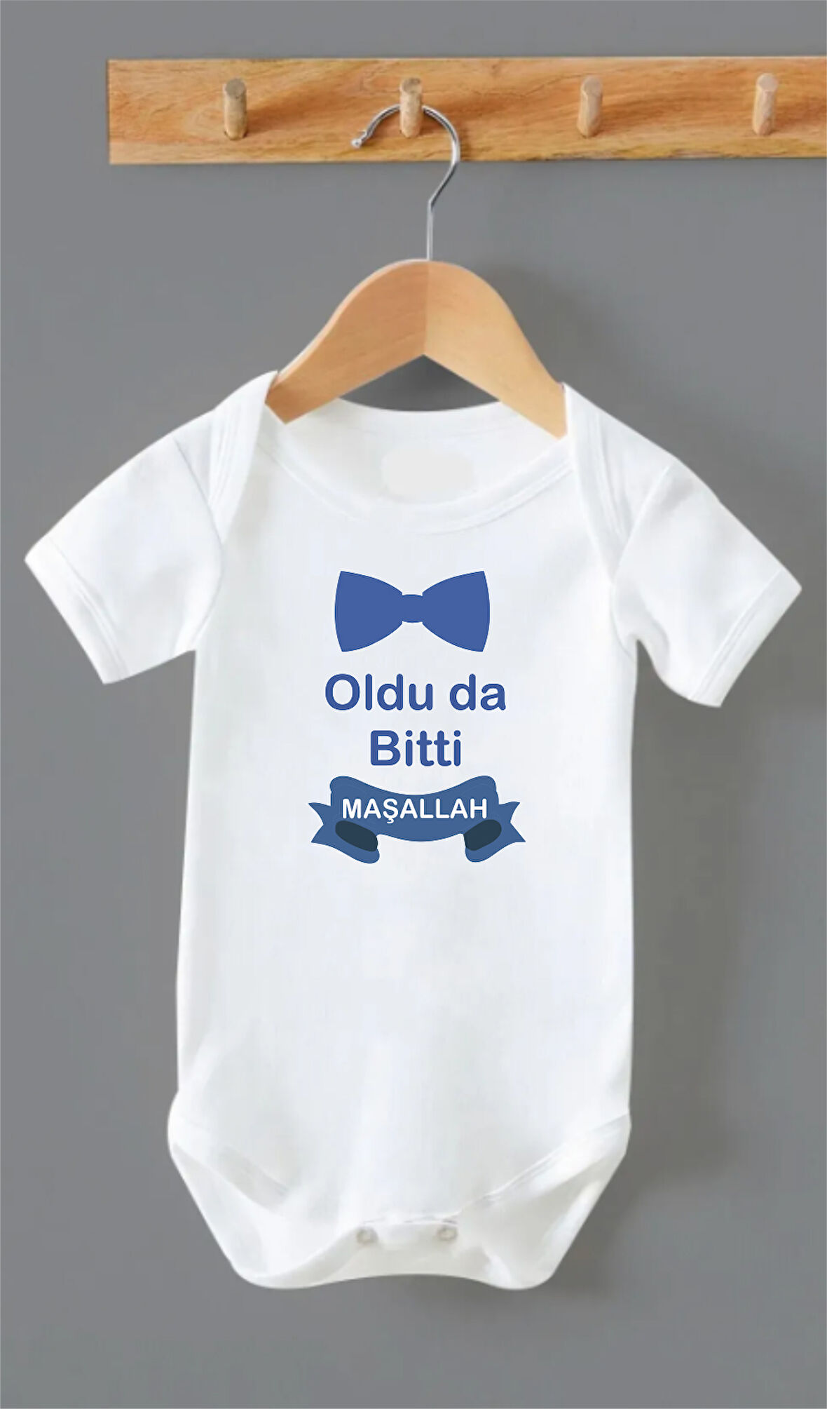 Organik %100 Pamuk Oldu Da Bitti Maşallah Sünnet Baskılı Bebek Body Çıtçıtlı Badi ZBN189