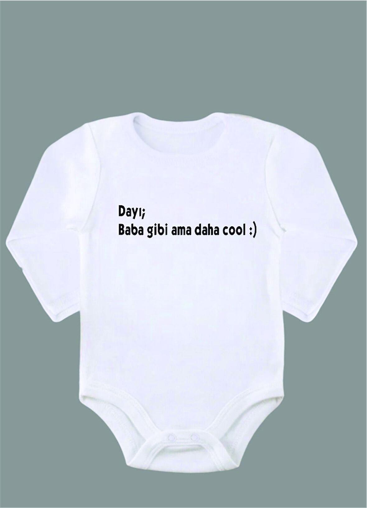 Uzun Kollu %100 Organik Pamuk Baskılı Bebek Body Çıtçıtlı Zıbın ZBN076