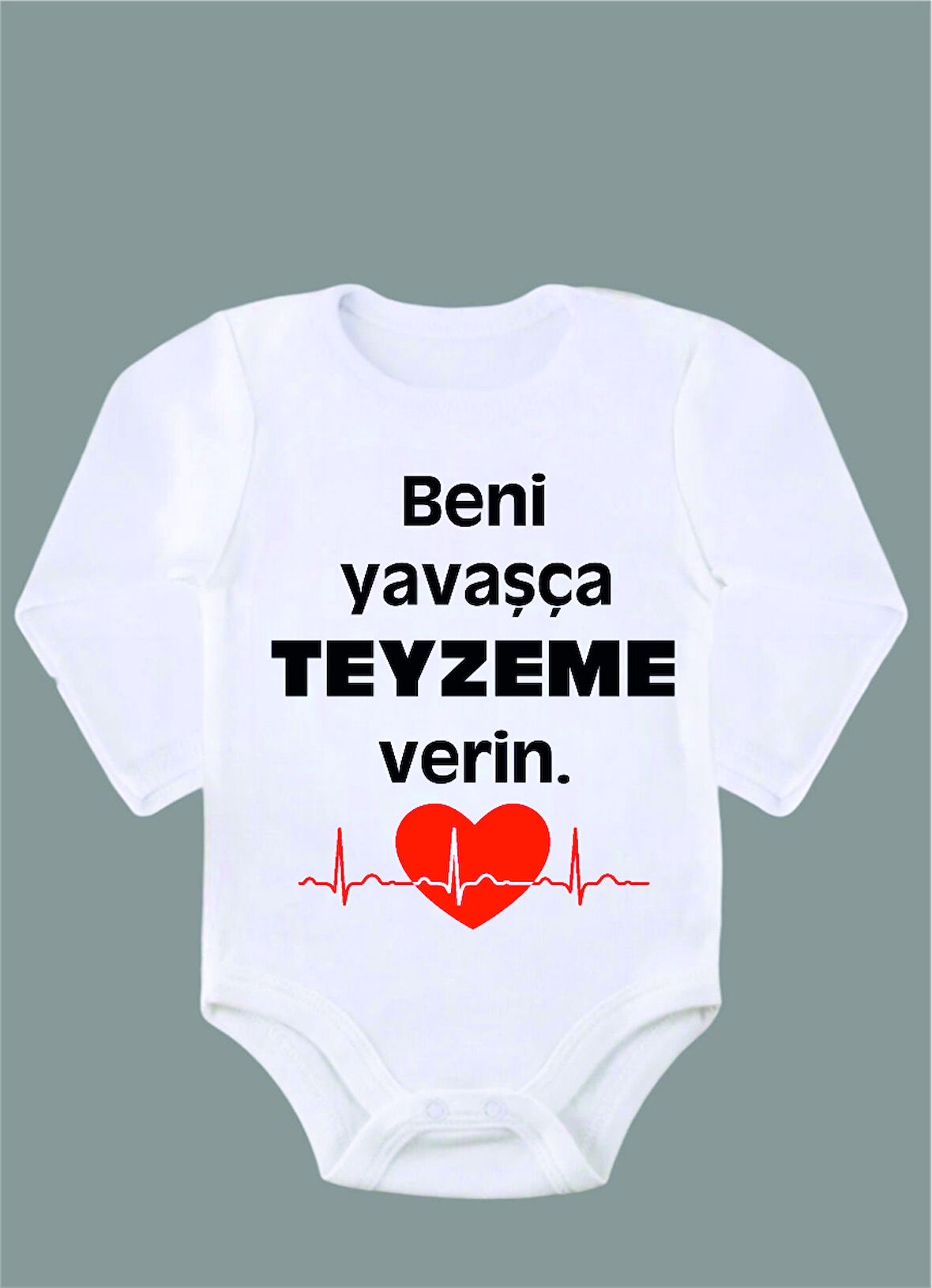 Uzun Kollu %100 Organik Pamuk Baskılı Bebek Body Çıtçıtlı Zıbın ZBN064
