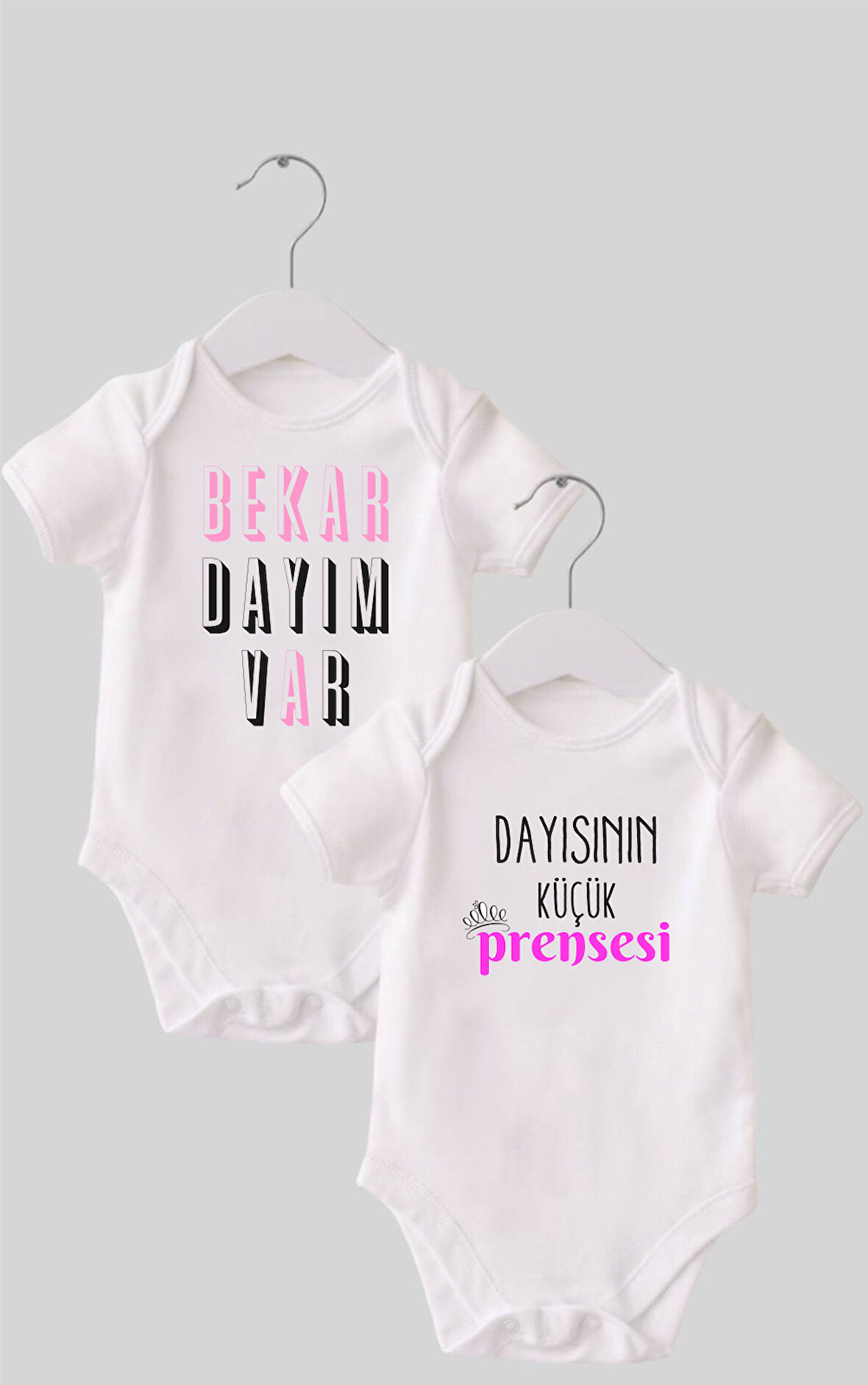 20 Dayı Set 2 'li Organik %100 Pamuk  Baskılı Bebek Body Zıbın ZBN210