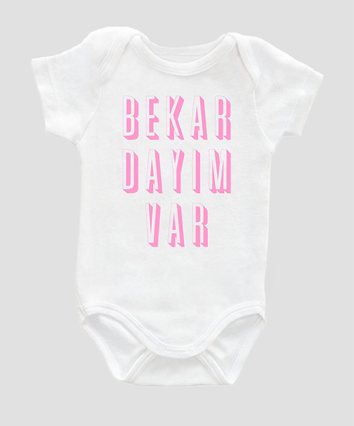 Organik %100 Pamuk Bekar Dayım Var Pembe Bebek Body ZBN076