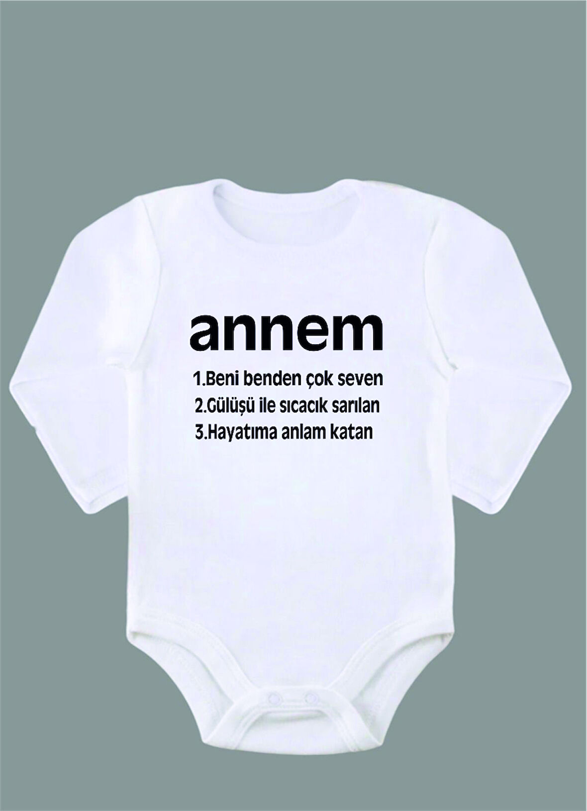 Uzun Kollu %100 Organik Pamuk Baskılı Bebek Body Çıtçıtlı Zıbın ZBN013