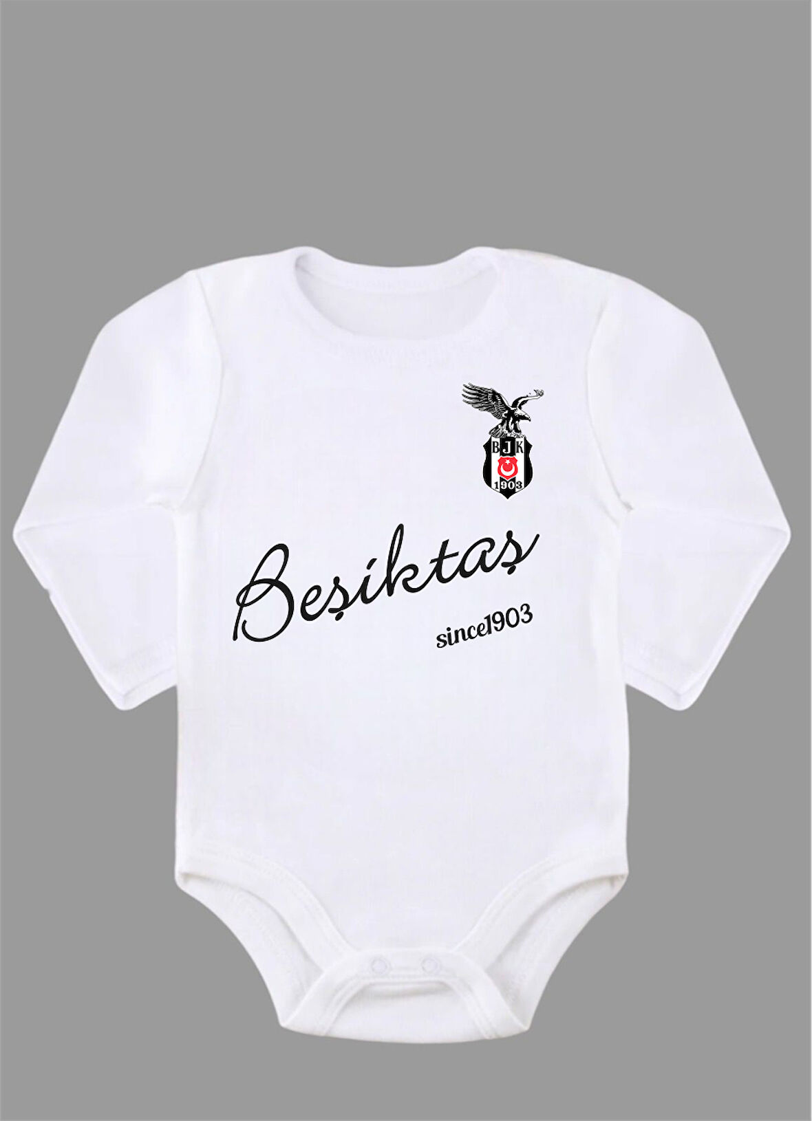 Uzun Kollu Organik %100 Pamuk Bjk Since 1903 Baskılı Bebek Body ZBN244